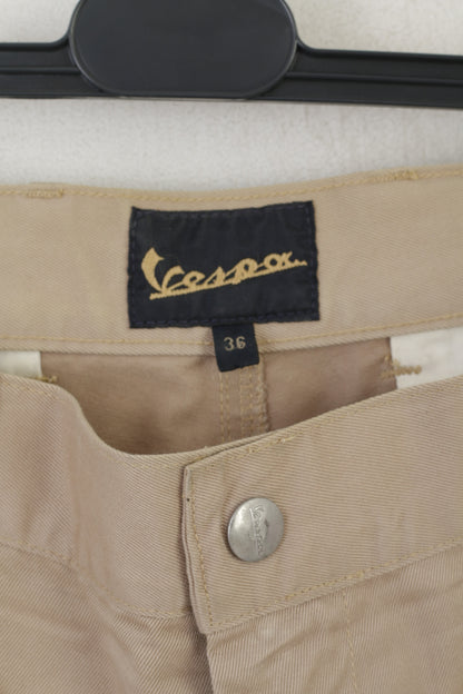 Vespa Men 36 52 Trousers Beige 100% Cotton Straight Leg Classic Made in Italy Pants