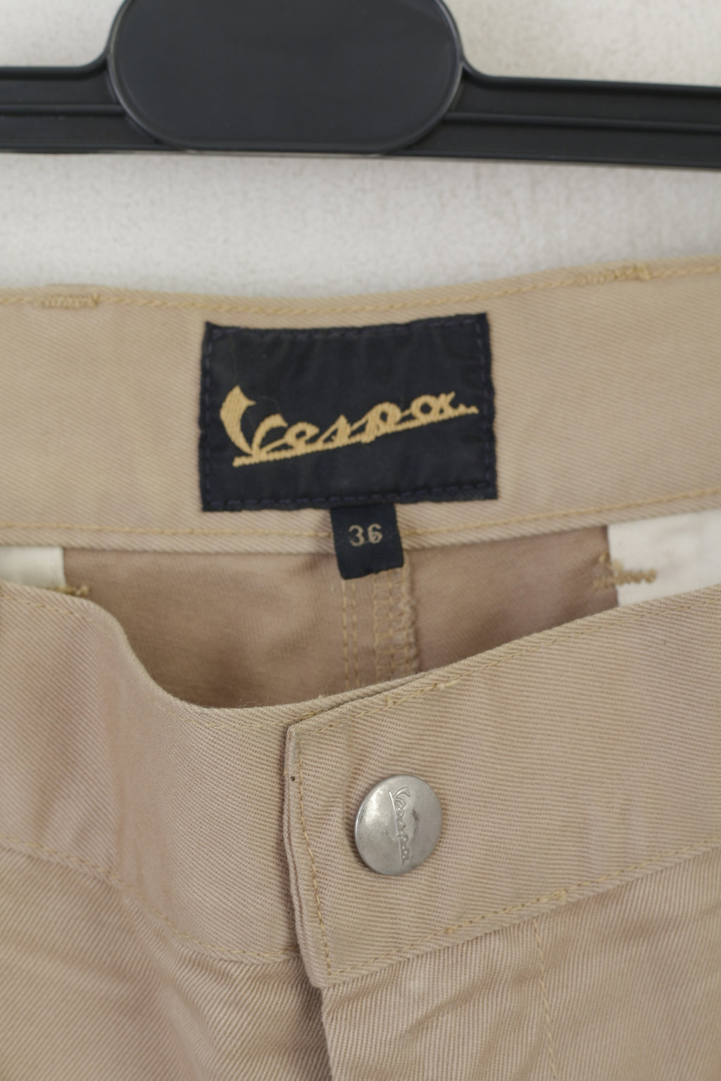 Vespa Homme 36 52 Pantalon Beige 100% Coton Jambe Droite Pantalon Classique Fabriqué en Italie