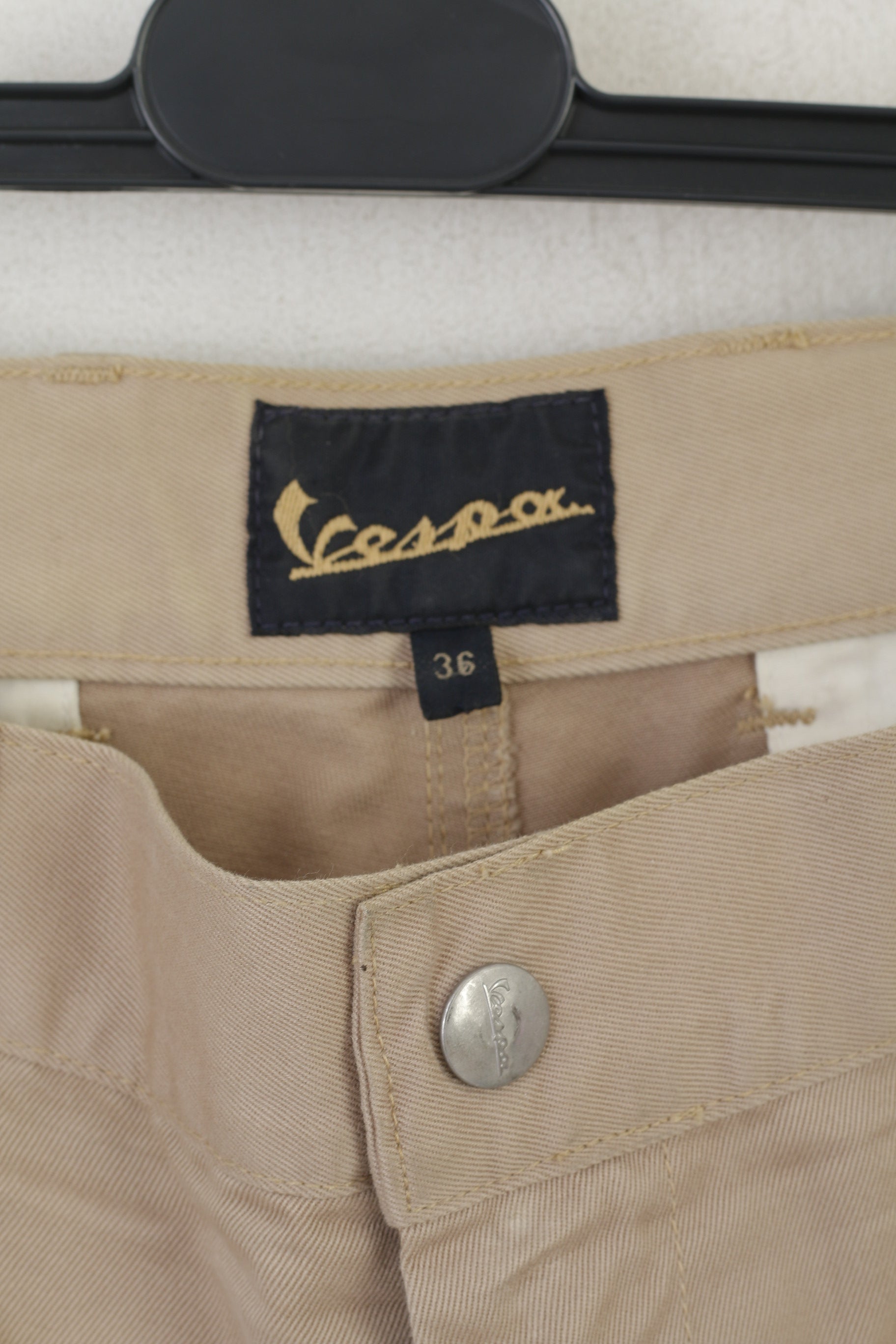 Vespa Homme 36 52 Pantalon Beige 100% Coton Jambe Droite Pantalon Classique Fabriqué en Italie