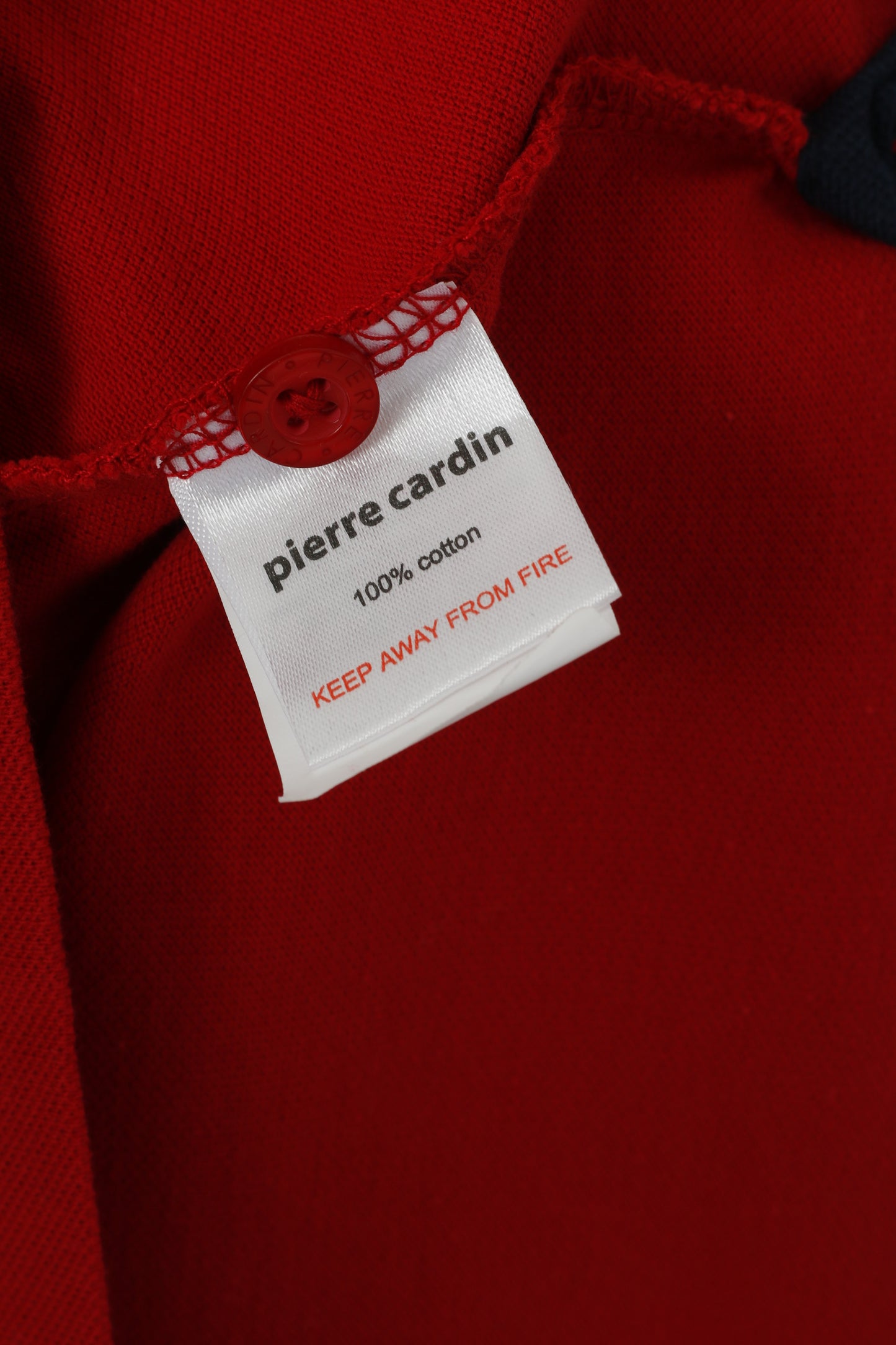 Pierre Cardin Homme L (M) Polo Rouge Coton Uni Logo Boutons Détaillés Haut Classique