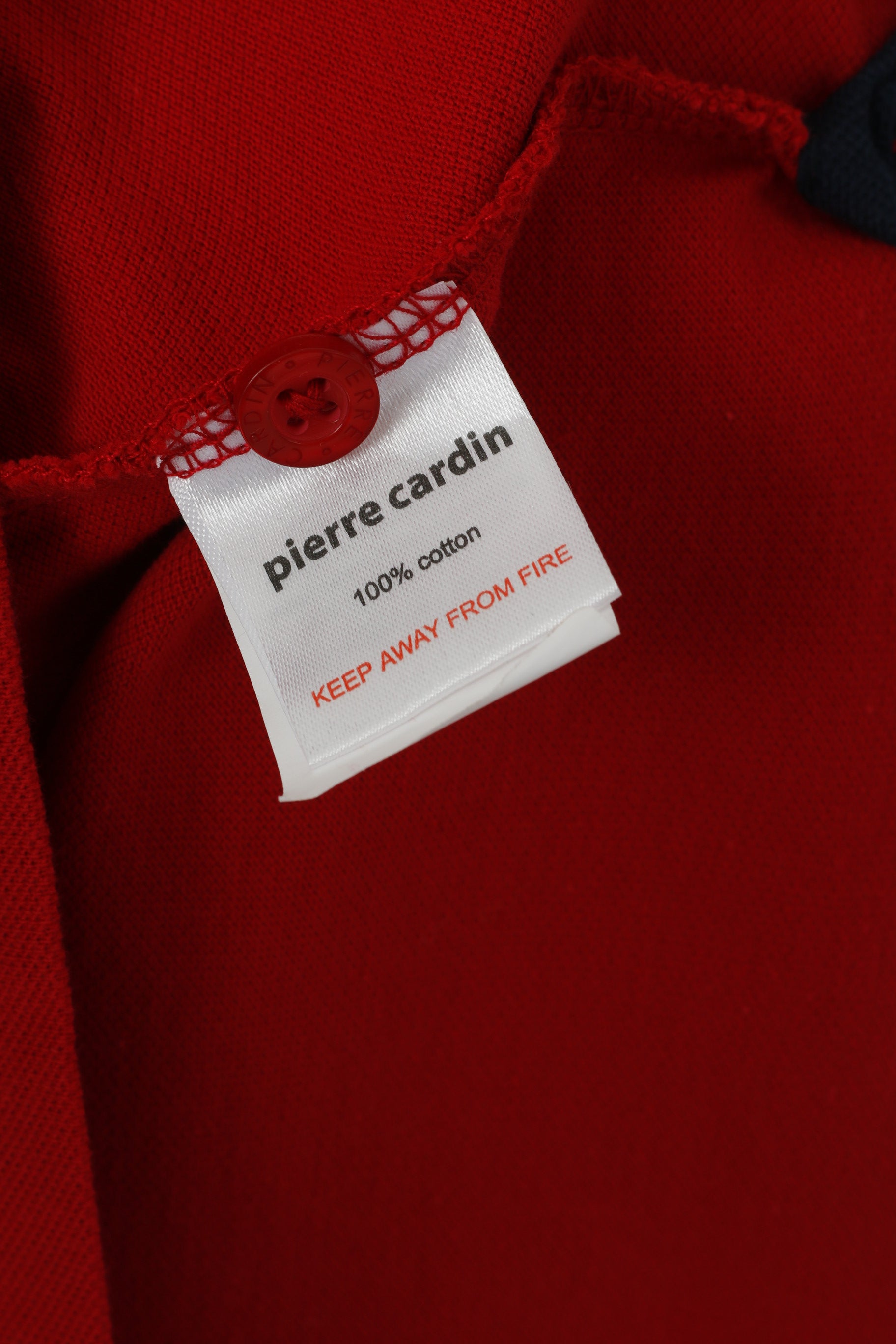Pierre Cardin Men L (M) Polo Shirt Red Cotton Plain Logo Detailed Buttons Classic Top