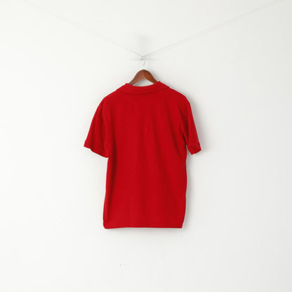 Pierre Cardin Men L (M) Polo Shirt Red Cotton Plain Logo Detailed Buttons Classic Top
