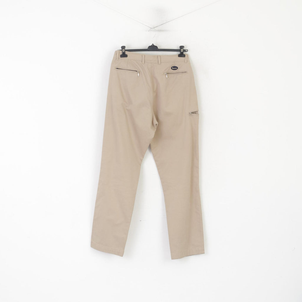 Vespa Homme 36 52 Pantalon Beige 100% Coton Jambe Droite Pantalon Classique Fabriqué en Italie