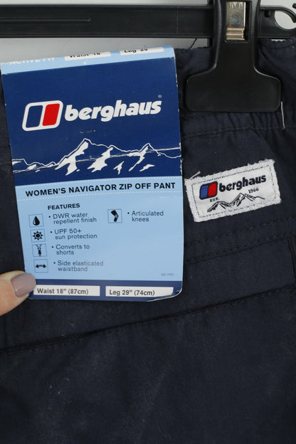 Berghaus Womens 18 Trousers Navy Navigator Zip Off Pant Leg 29" Outdoor