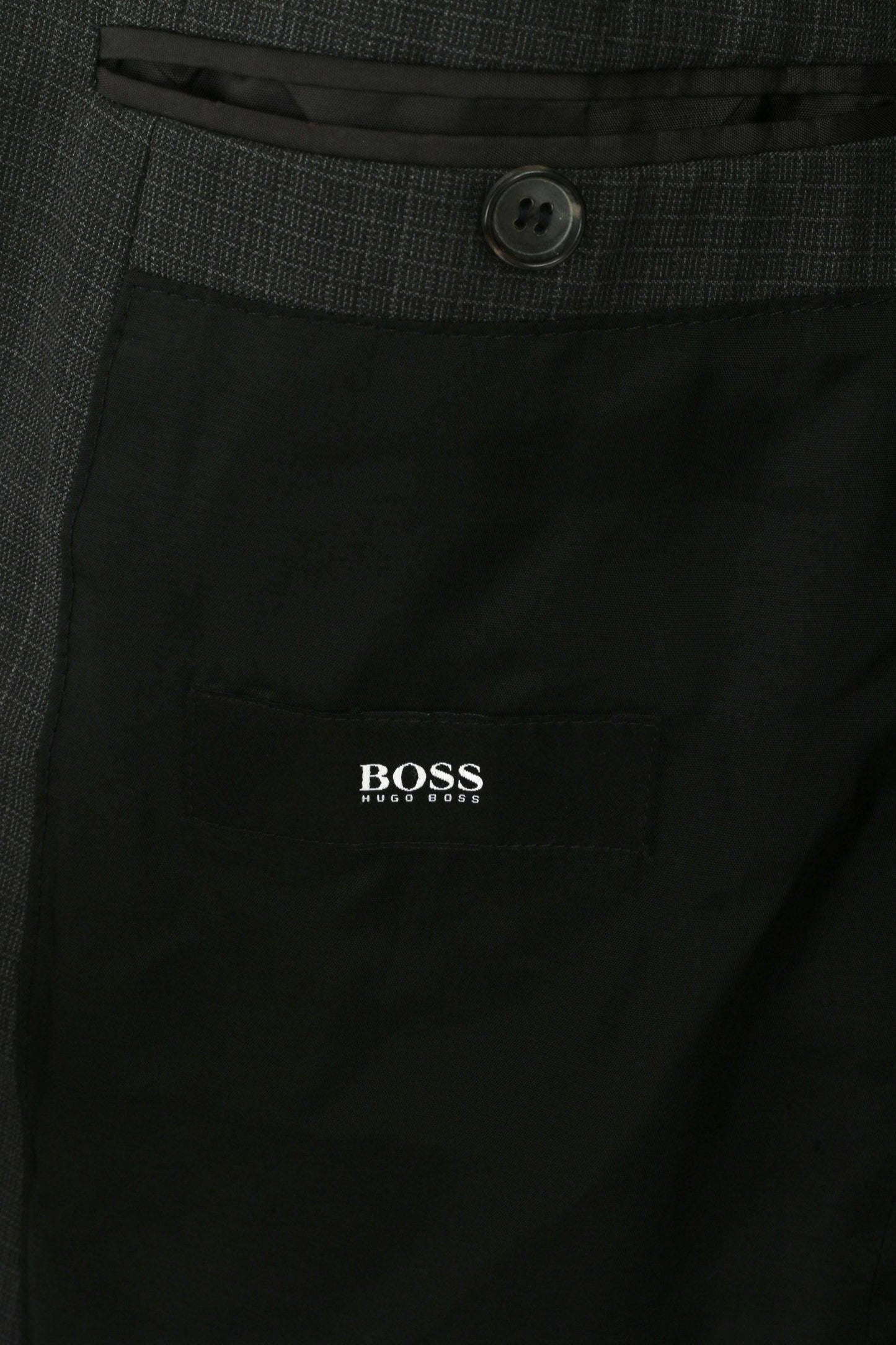 Hugo Boss Hommes 50 40 Blazer Gris Laine Simple Boutonnage Super 100 Veste