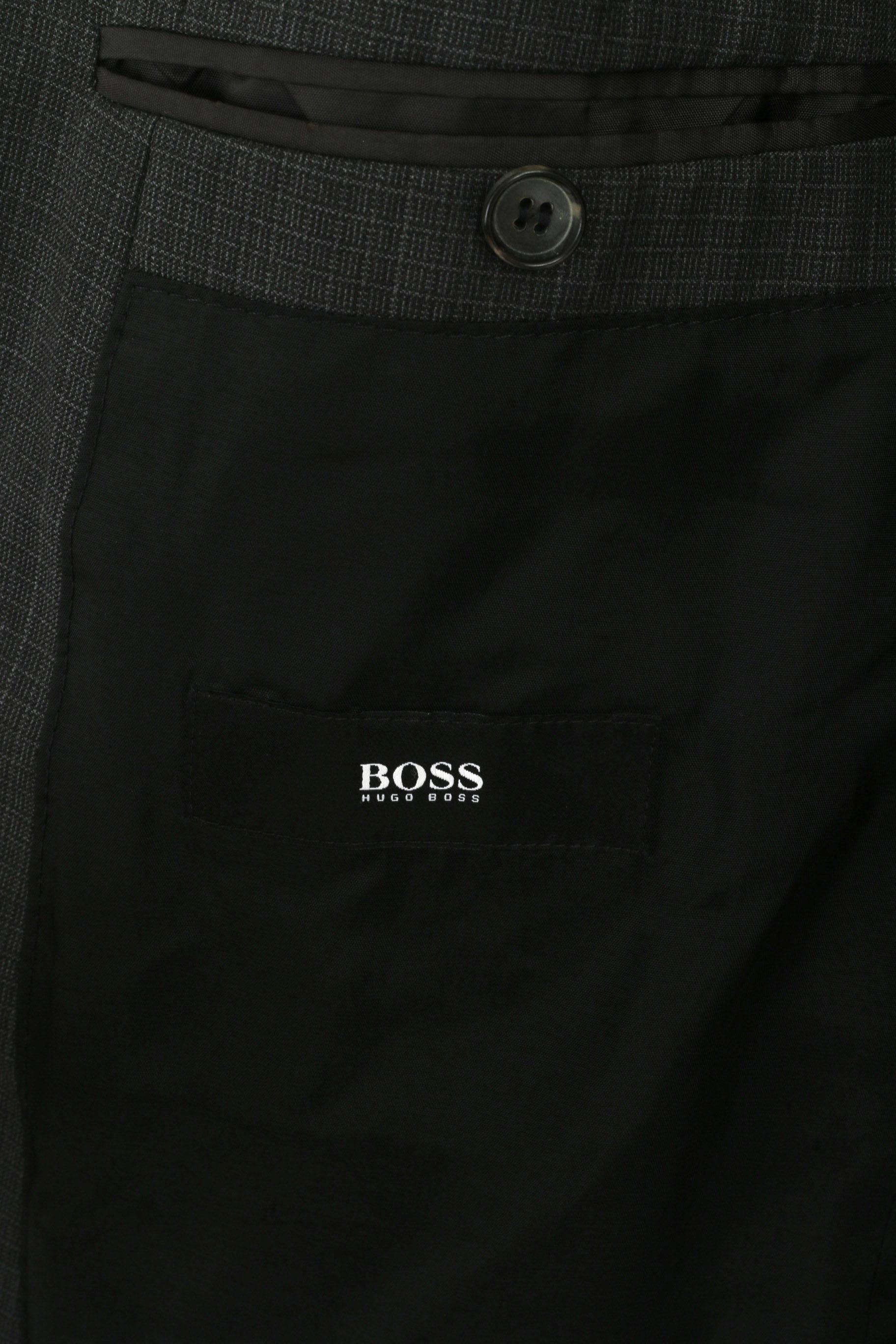 Hugo Boss Men 50 40 Blazer Grey Wool Single Breasted  Super 100 Jacket