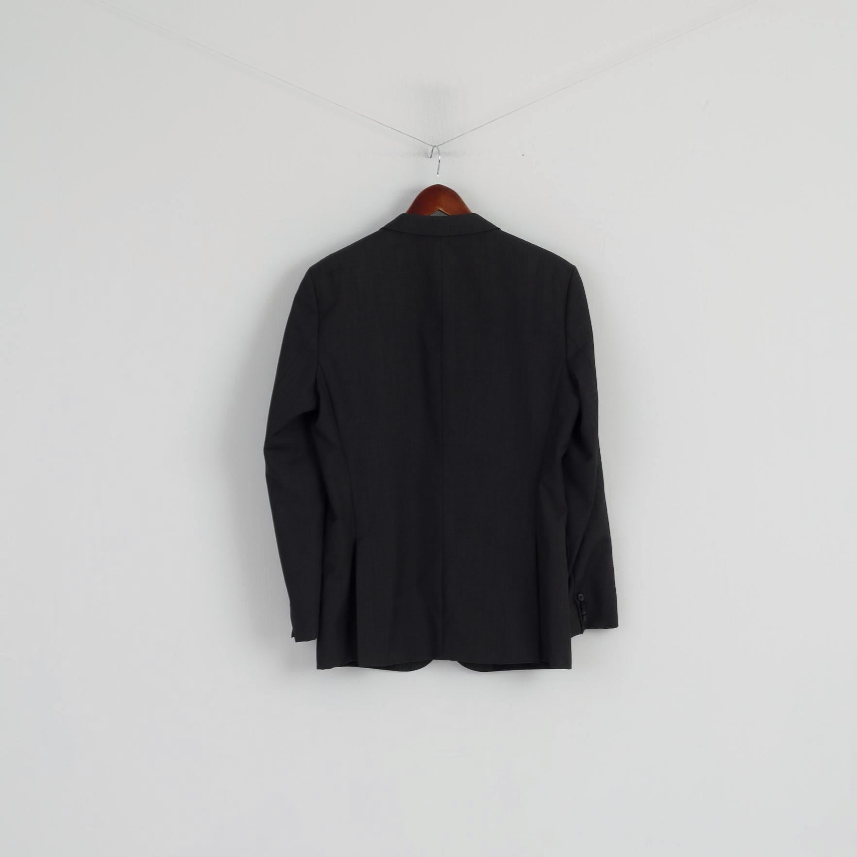 Hugo Boss Men 50 40 Blazer Grey Wool Single Breasted  Super 100 Jacket