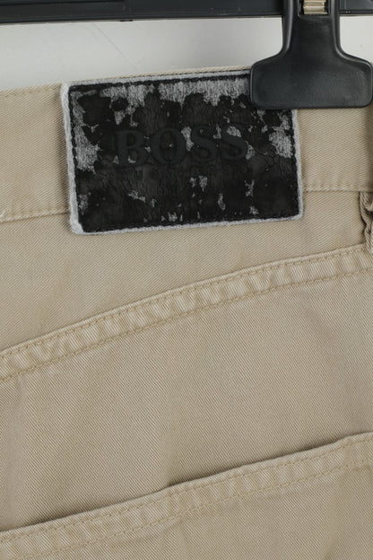 Hugo Boss Mens 32 / 32 Trousers Beige Cotton Arkansas Vintage Classic Pants