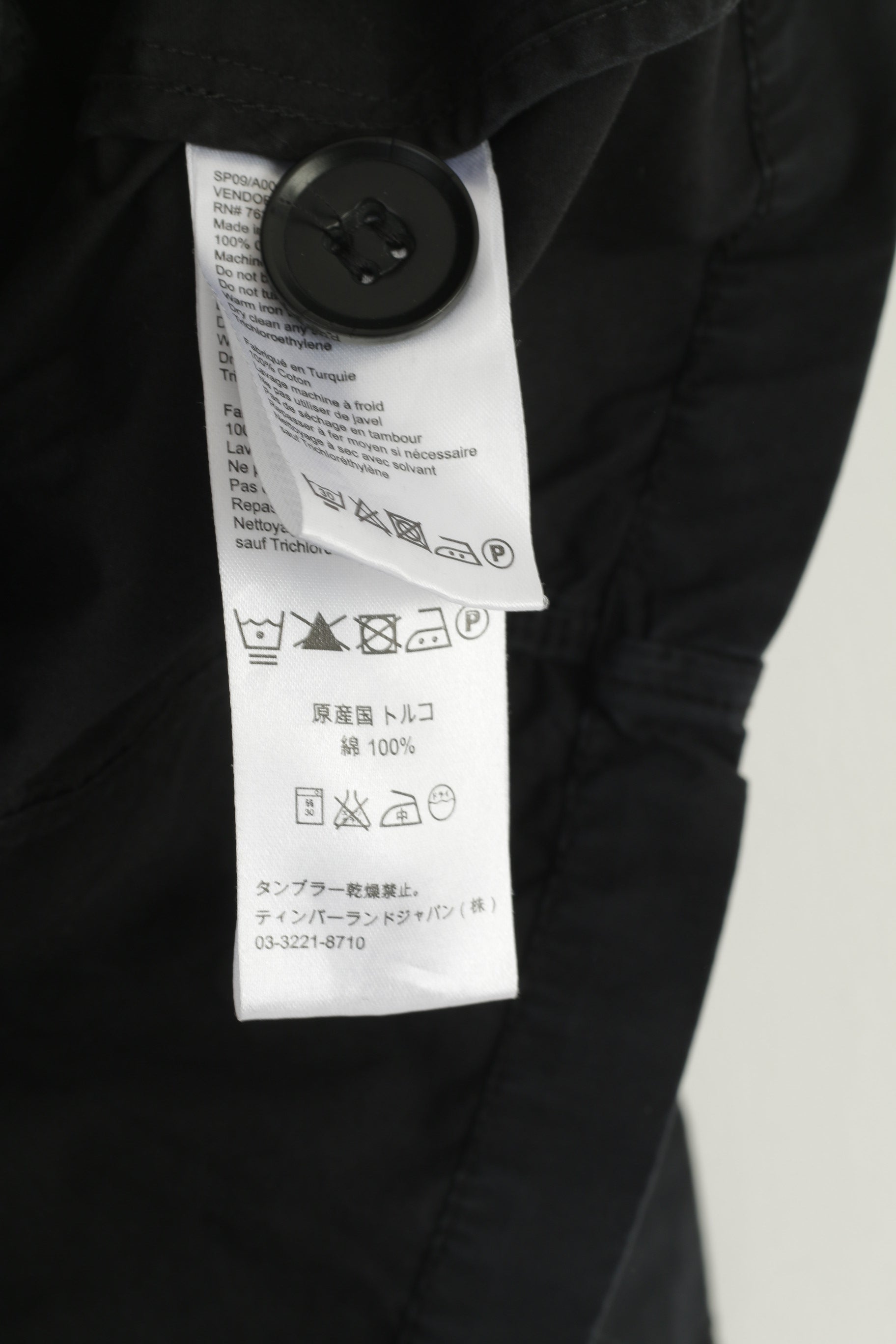 Timberland Women XS Jacket Black Cotton Military Single Breasted Lightweight Top