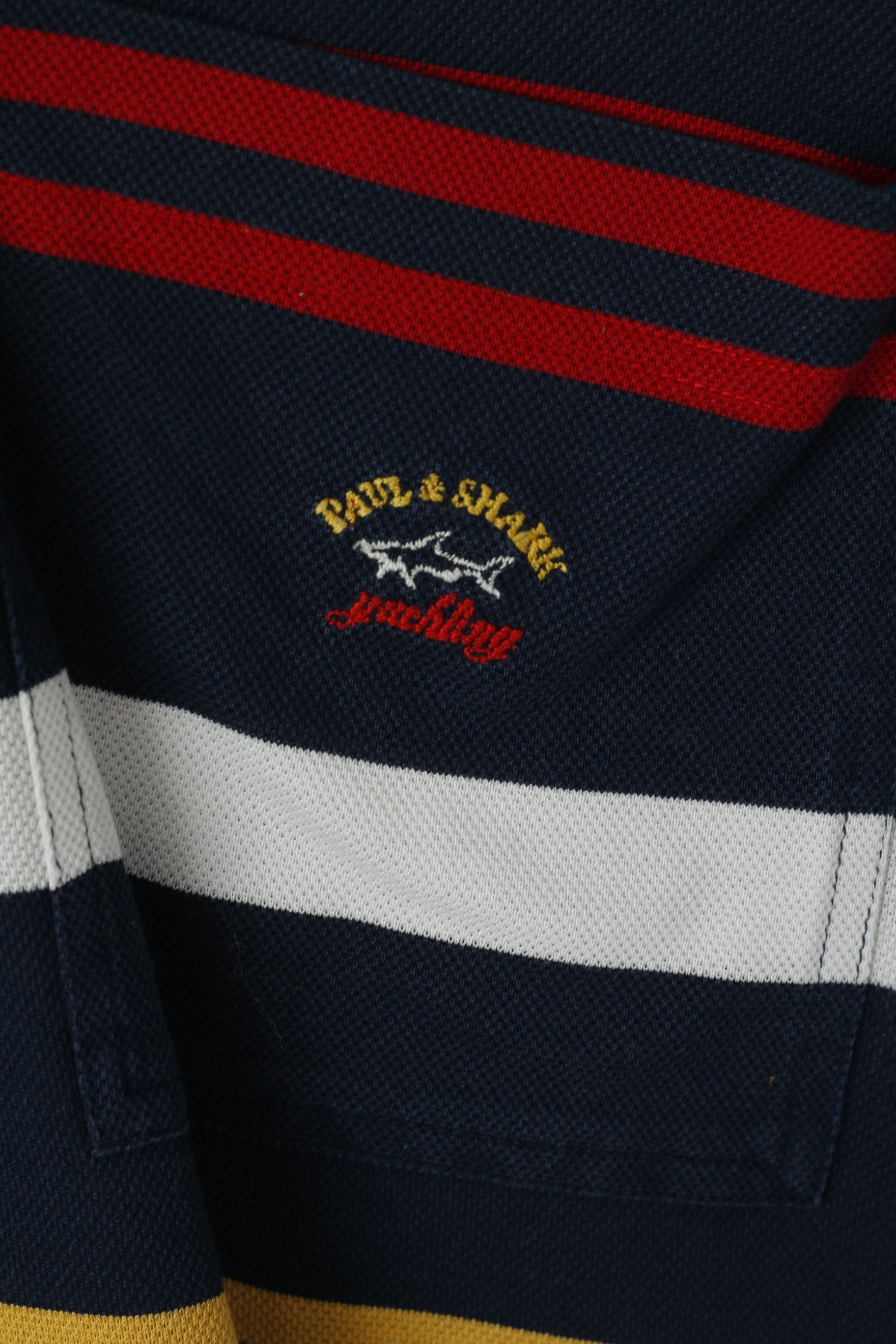 Paul &amp; Shark Yachting Hommes M Polo Marine Coton Rayé Poche Haut Décontracté