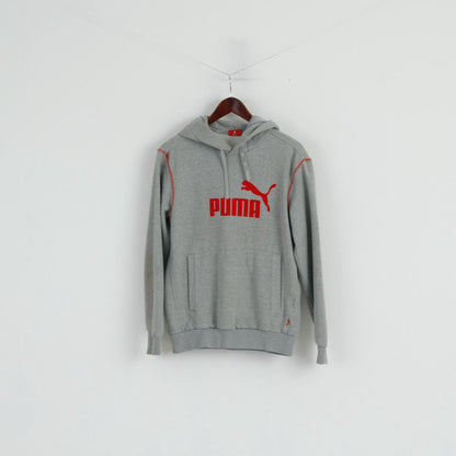Puma Men S Sweatshirt Grey Cotton Hooded Logo Kangaroo Pocket Sport Top