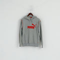 Puma Men S Sweatshirt Grey Cotton Hooded Logo Kangaroo Pocket Sport Top