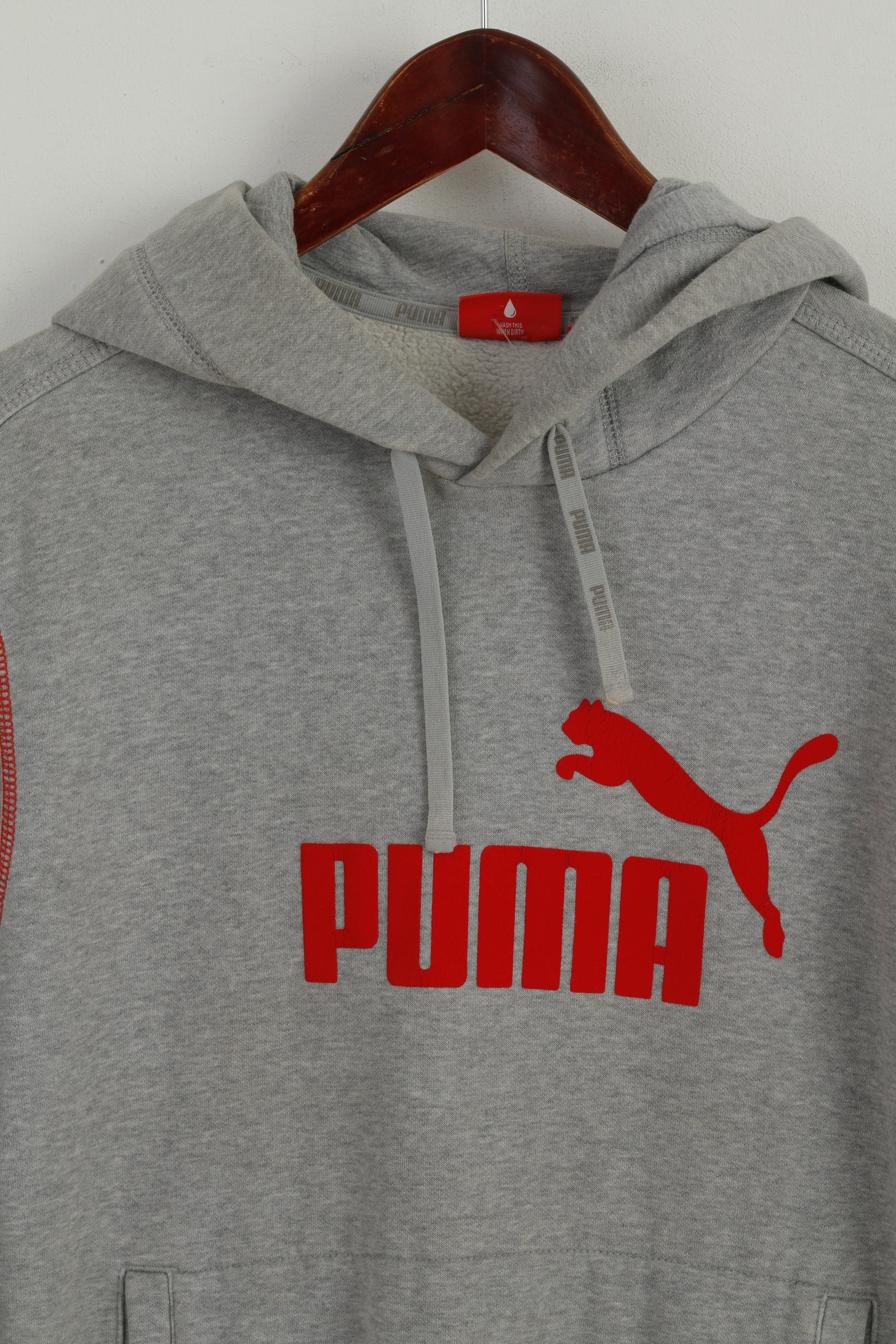 Felpa Puma da uomo in cotone grigio con cappuccio e logo, tasca a marsupio, top sportivo
