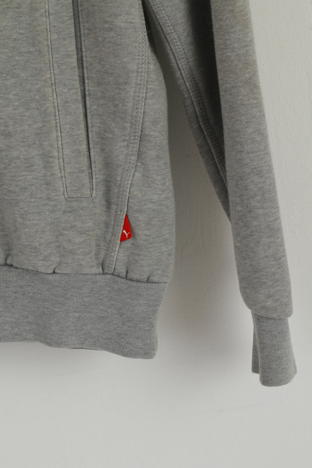 Felpa Puma da uomo in cotone grigio con cappuccio e logo, tasca a marsupio, top sportivo