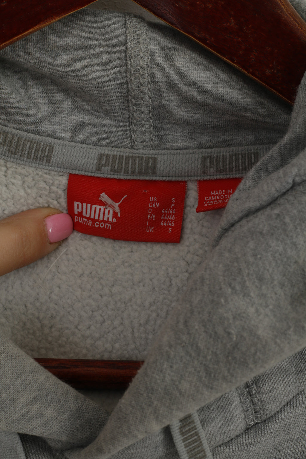 Felpa Puma da uomo in cotone grigio con cappuccio e logo, tasca a marsupio, top sportivo