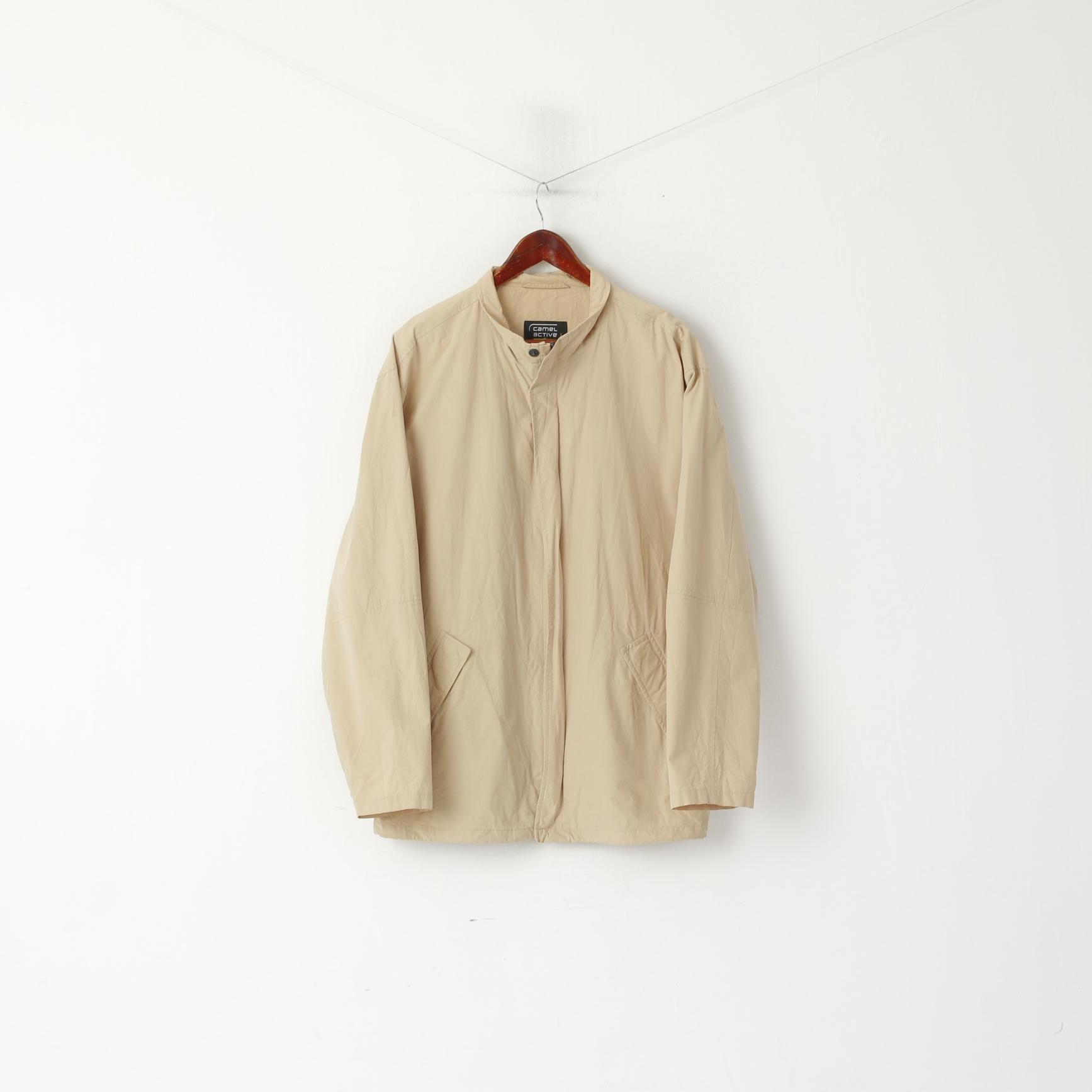 Camel Active Men 98 M Veste Beige Coton Vintage Léger Fermeture Éclair Complète Haut