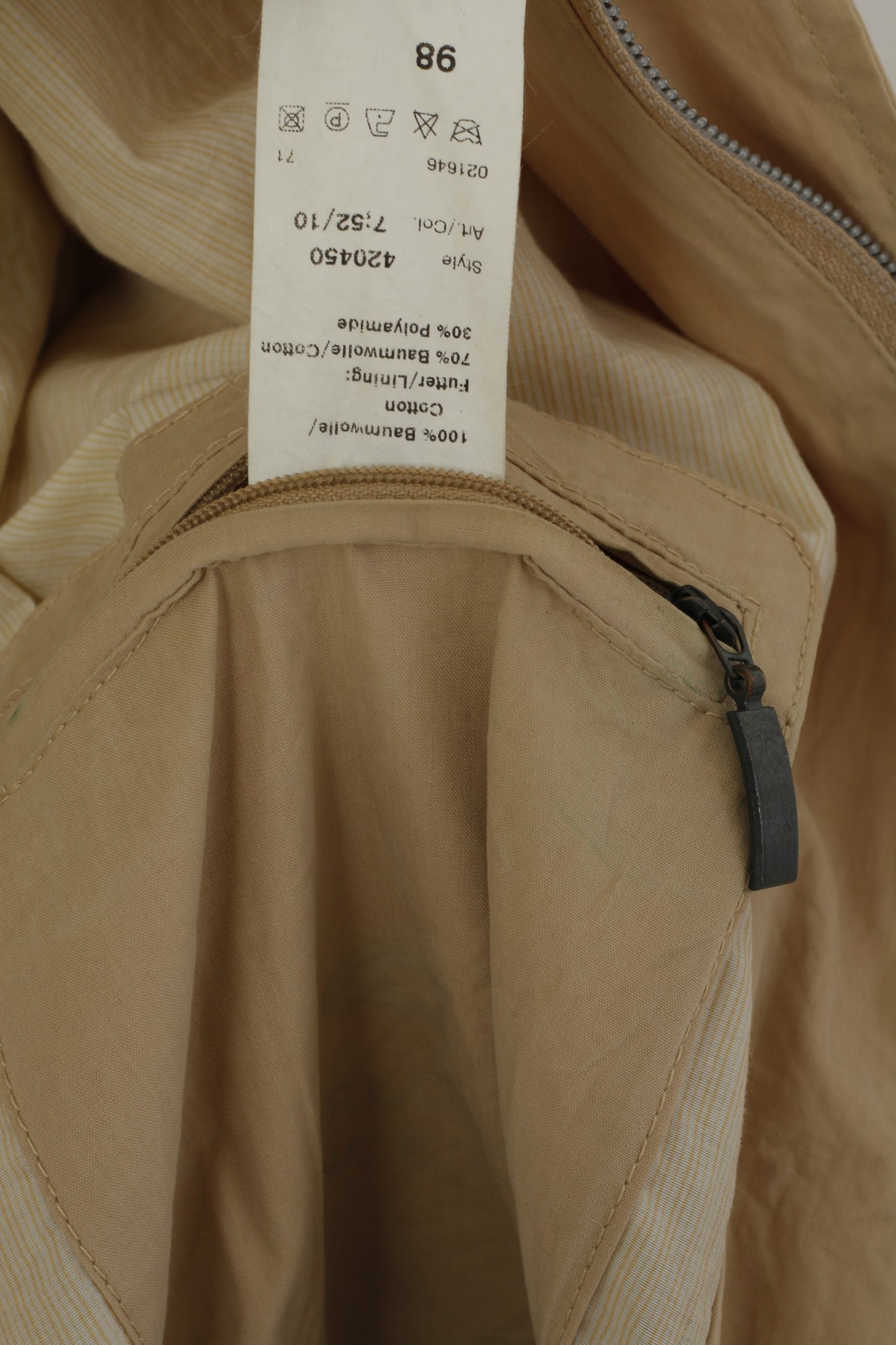 Camel Active Men 98 M Jacket Beige Cotton Vintage Lightweight Full Zipper Top