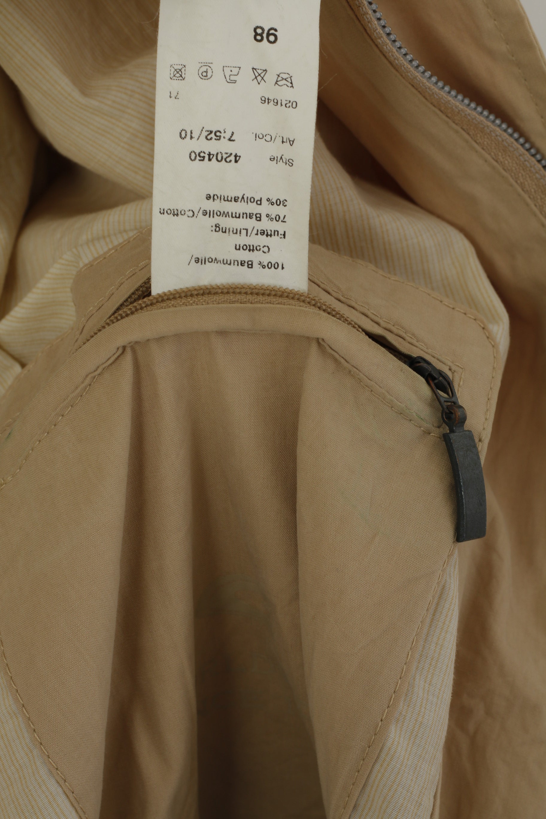 Giacca Camel Active da uomo 98 M. Top in cotone beige vintage leggero con cerniera intera