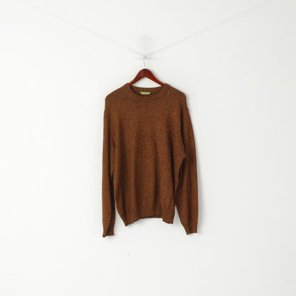 Dalmine Mens 56 XL Jumper Brown 100% New Wool Stretch Made in Italy Sweater