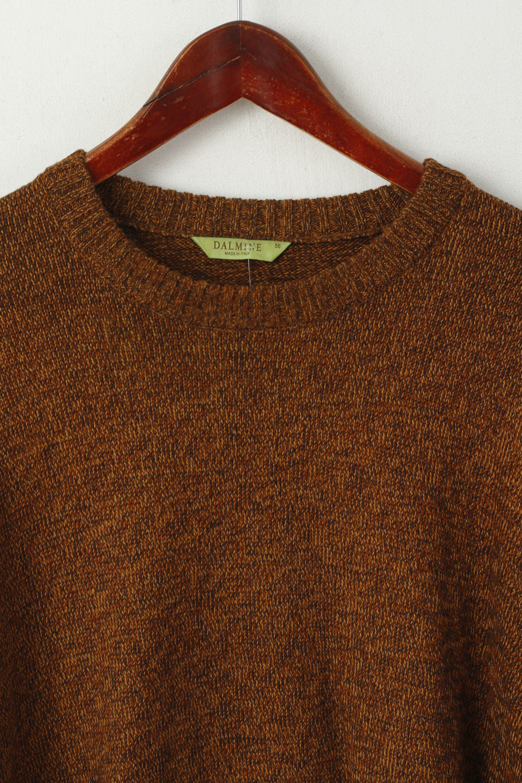 Dalmine Mens 56 XL Jumper Brown 100% New Wool Stretch Made in Italy Sweater