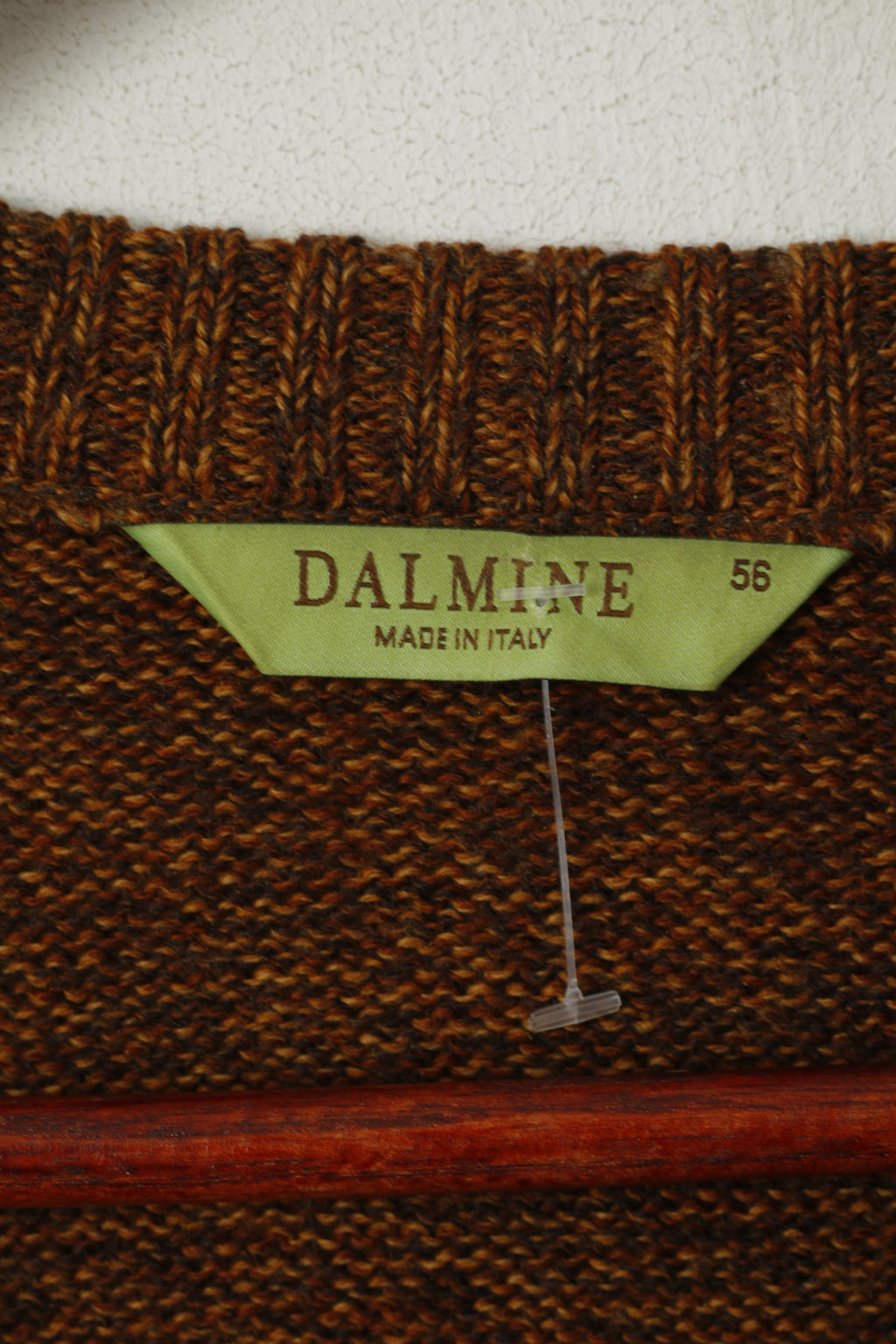 Dalmine Mens 56 XL Jumper Brown 100% New Wool Stretch Made in Italy Sweater