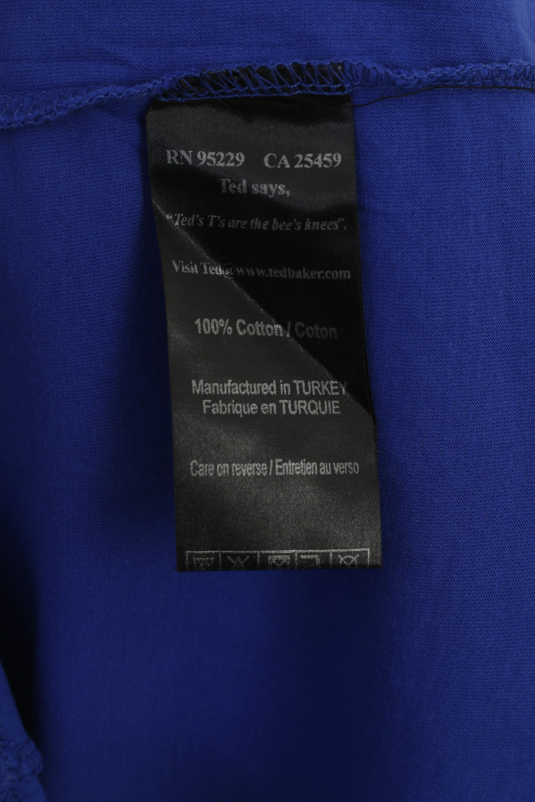 Ted Baker London Men 5 M Shirt Blue Cotton Graphic Logo Crew Neck Top