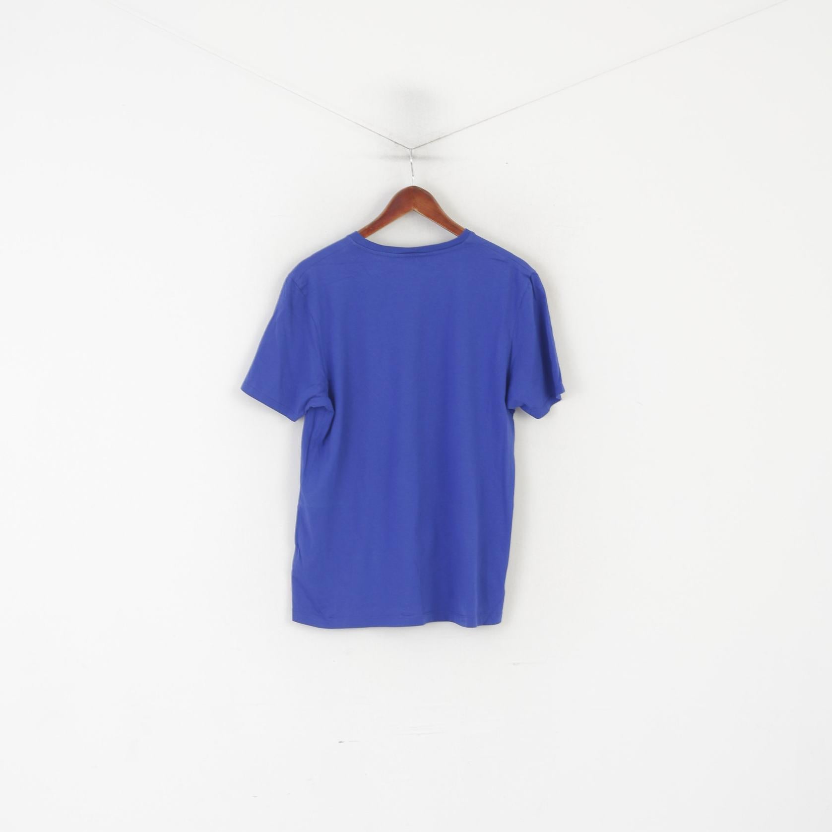 Ted Baker London Men 5 M Shirt Blue Cotton Graphic Logo Crew Neck Top