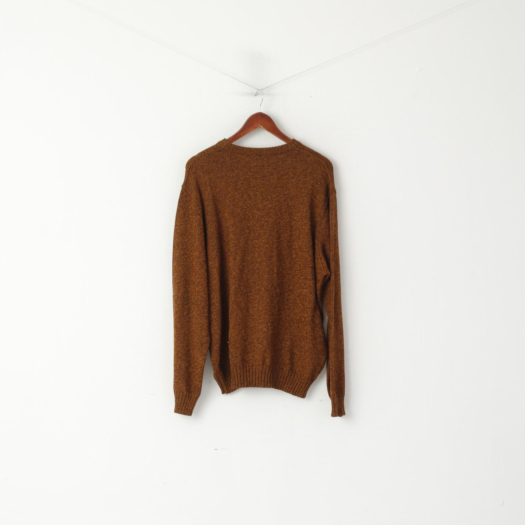 Dalmine Mens 56 XL Jumper Brown 100% New Wool Stretch Made in Italy Sweater