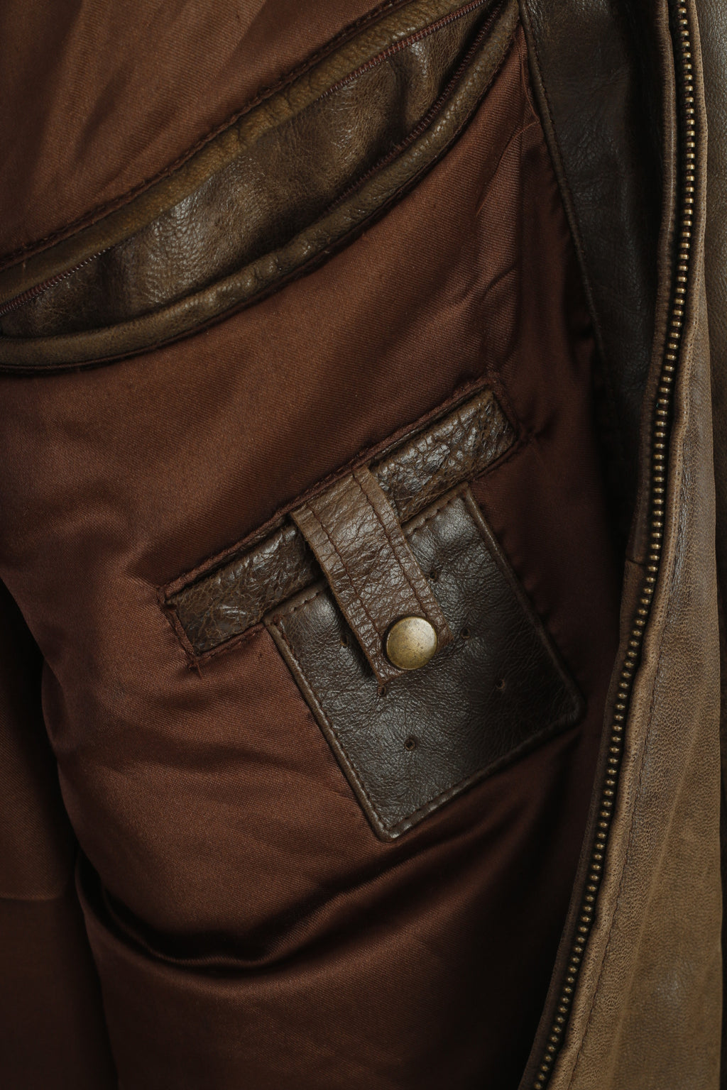 Molltan Men L Jacket Brown Leather Vintage Full Zip Harrington Classic Top