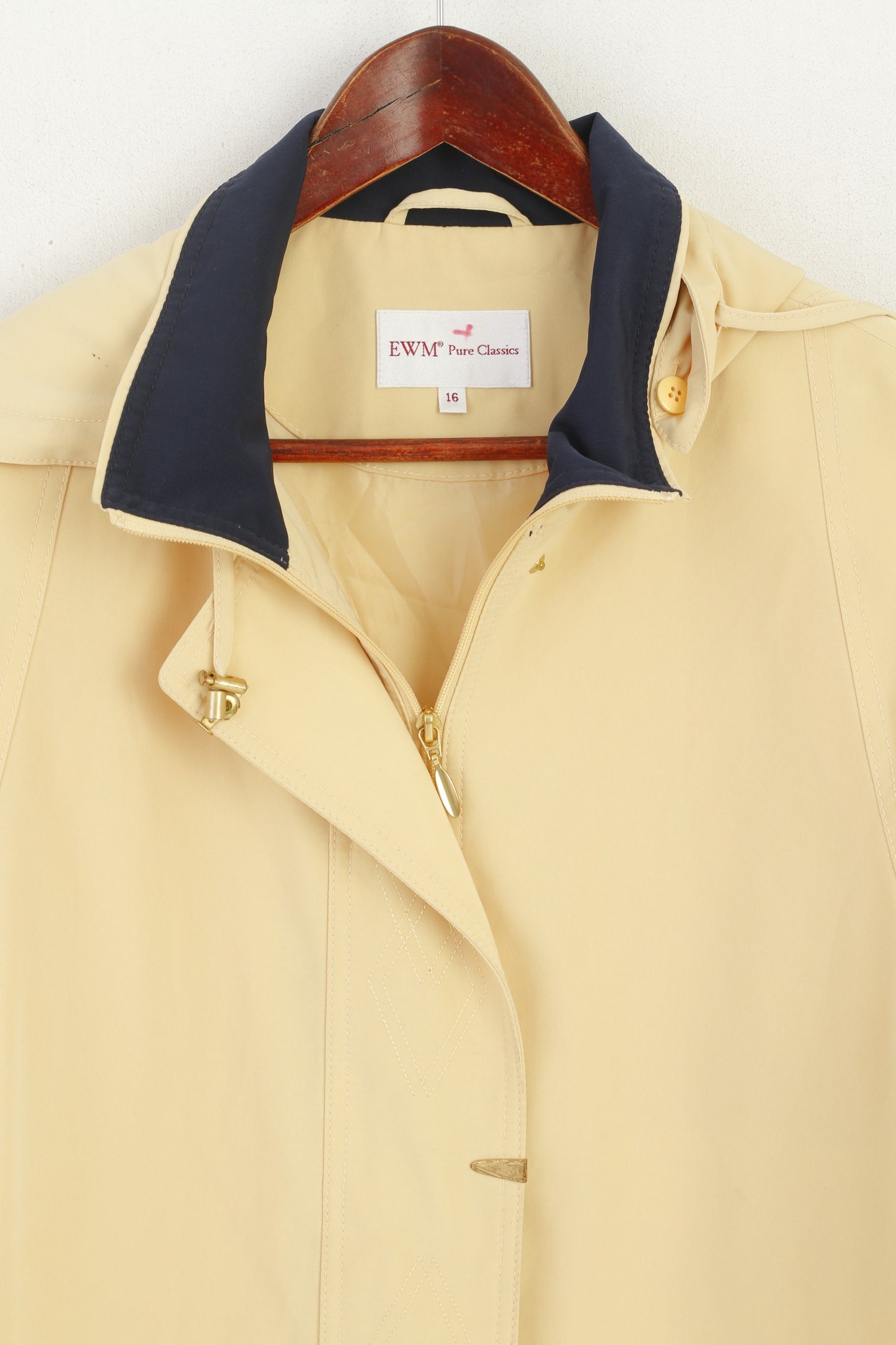 EWM Pure Classics Women 16 Jacket Yellow Lightweight Retro Full Zip Hooded Coat