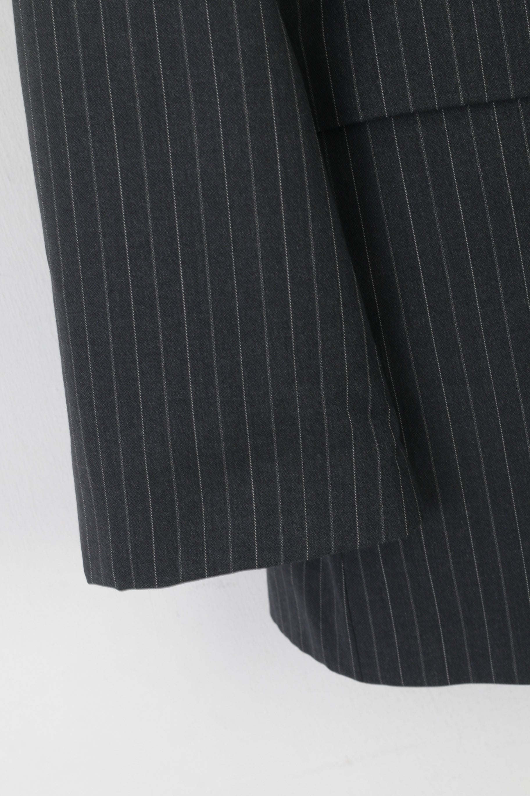 DAKS London Men 54 44 Blazer Gray Wool Striped Vintage Single Breasted Jacket