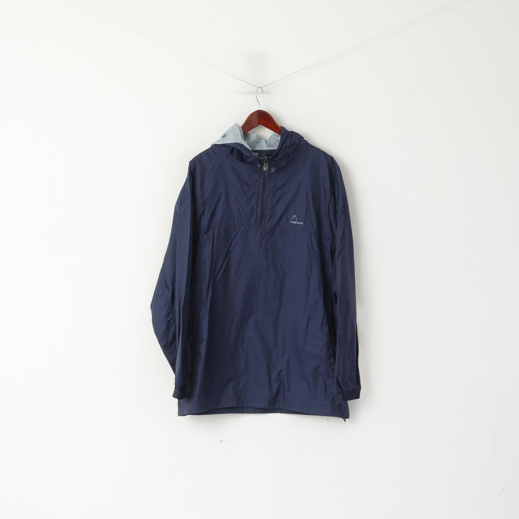 Head Men XL Veste pull en nylon bleu marine imperméable à capuche et col zippé