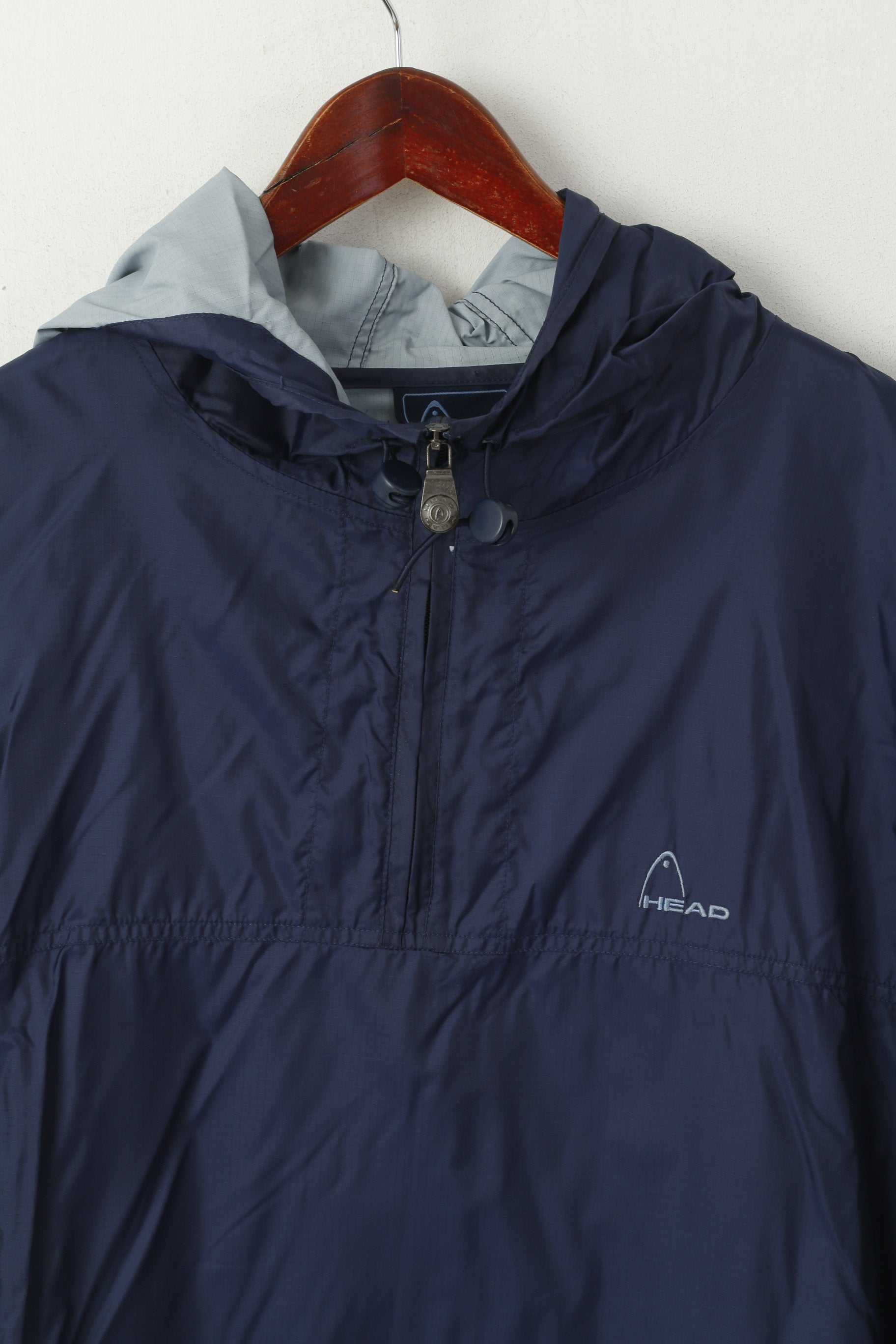 Head Men XL Veste pull en nylon bleu marine imperméable à capuche et col zippé