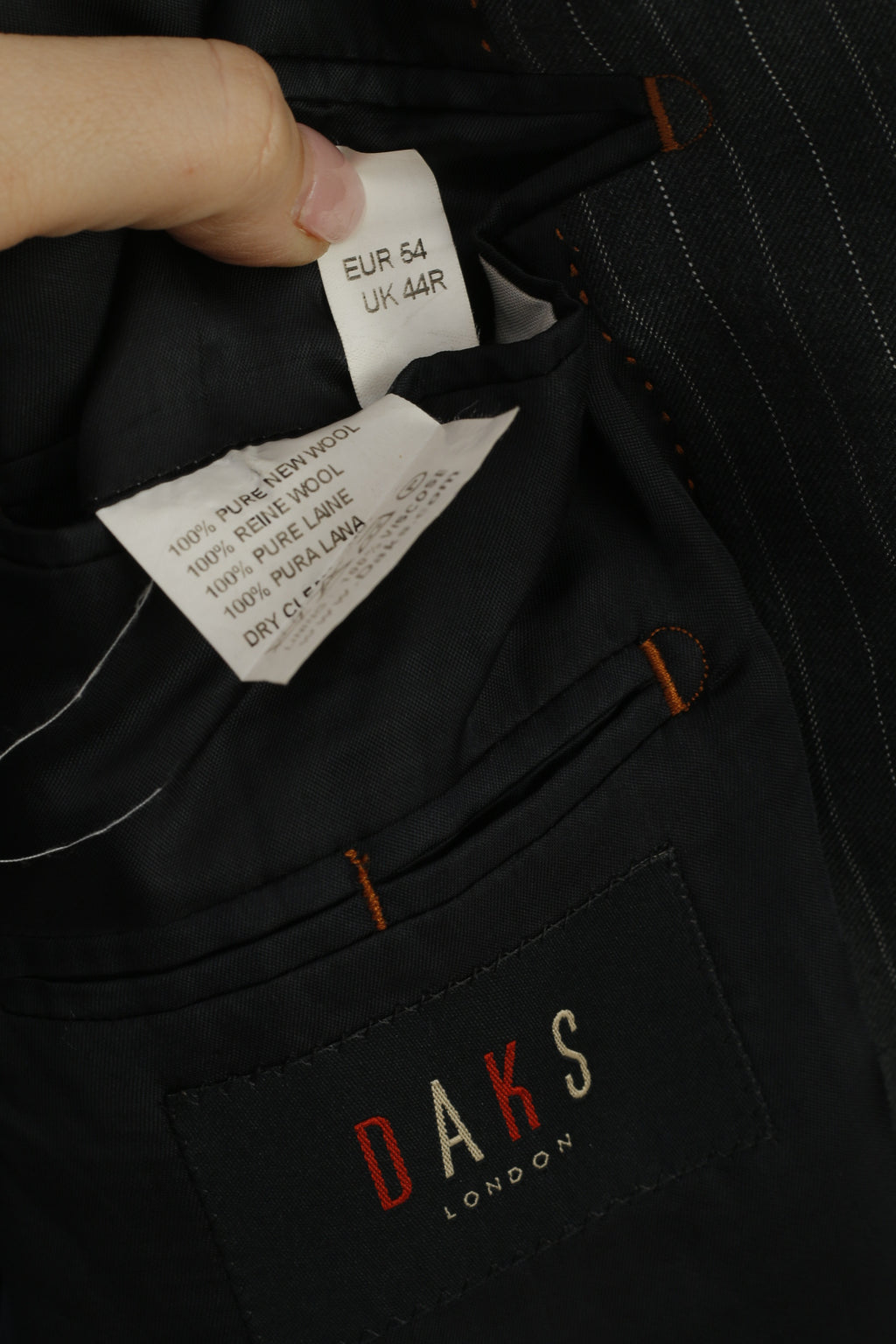 DAKS London Men 54 44 Blazer Gray Wool Striped Vintage Single Breasted Jacket