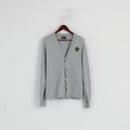 Peak Performance Men L (M) Sweatshirt Gris Coton Bouton Avant Col V Nature Top