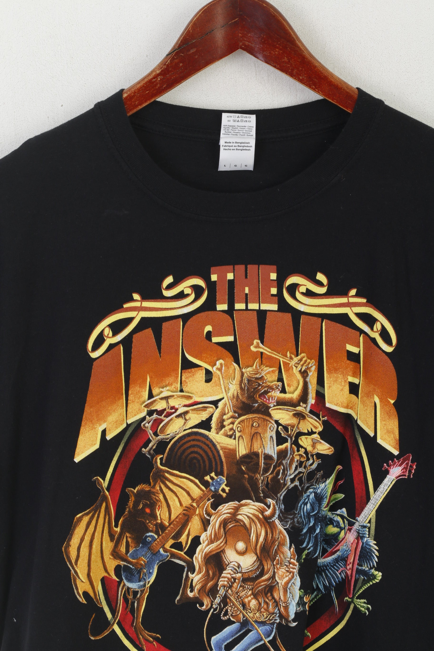 Gildan hommes M chemise noir coton la réponse graphique groupe de musique 2015 haut