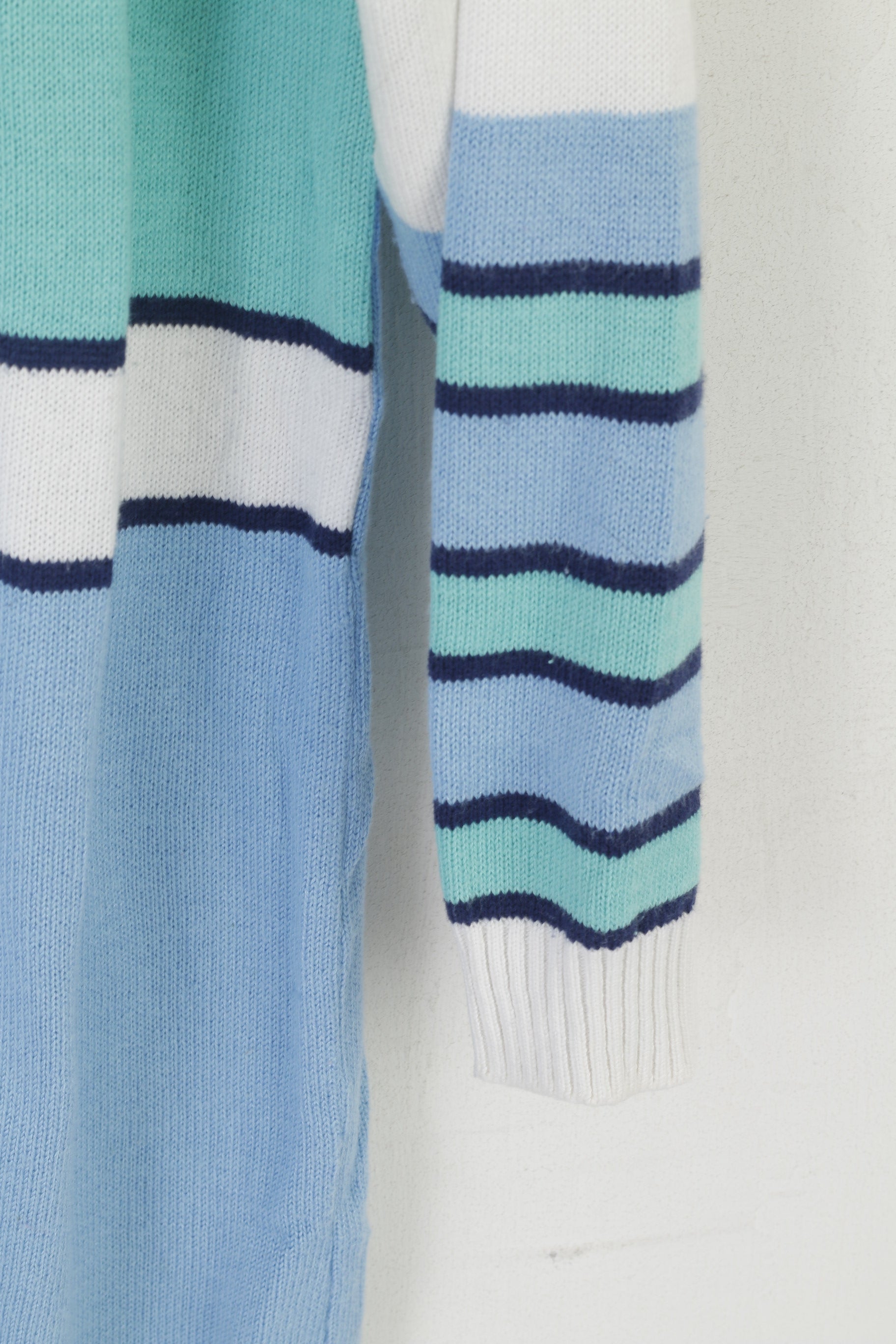 Creation Camilla Women 40 14 Cardigan Blue Marine Striped Shoulder Pads Sweater