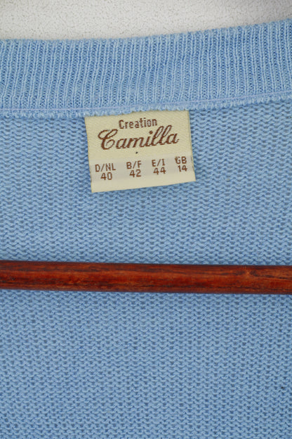 Creation Camilla Women 40 14 Cardigan Blue Marine Striped Shoulder Pads Sweater