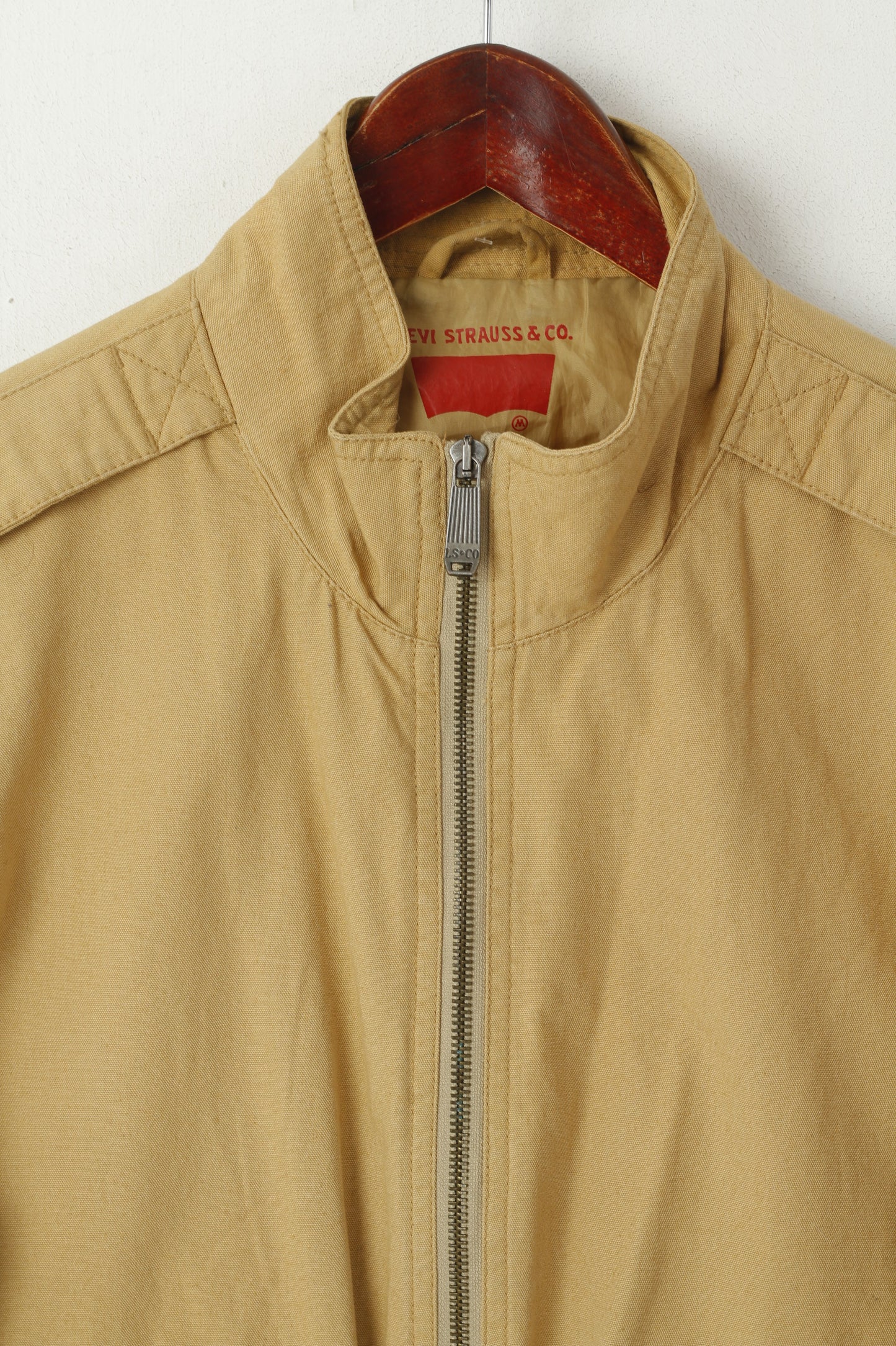Levi Strauss &Co Men M (S) Jacket Camel Cotton Full Zipper Classic Pockets Top