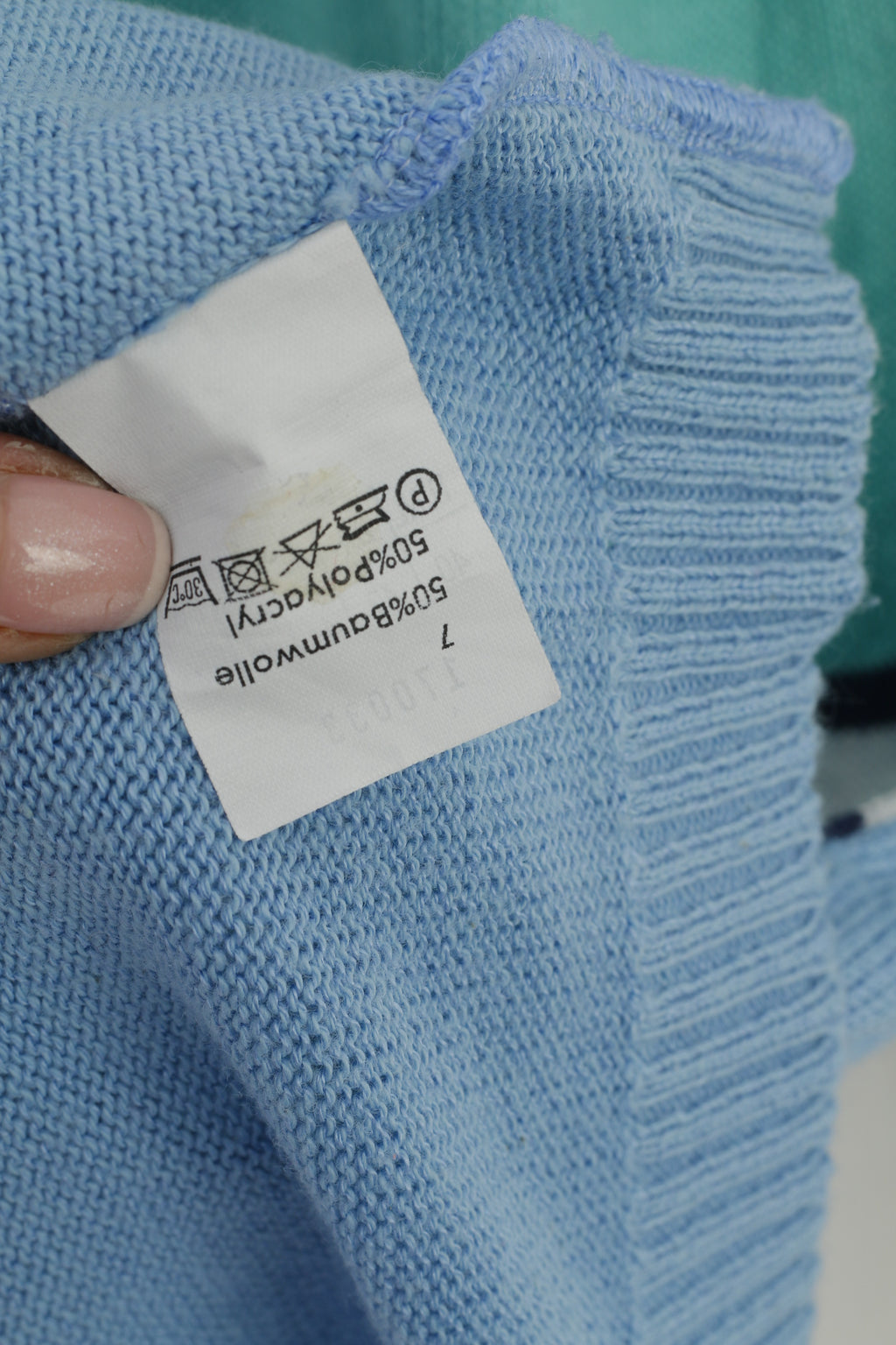 Creation Camilla Women 40 14 Cardigan Blue Marine Striped Shoulder Pads Sweater