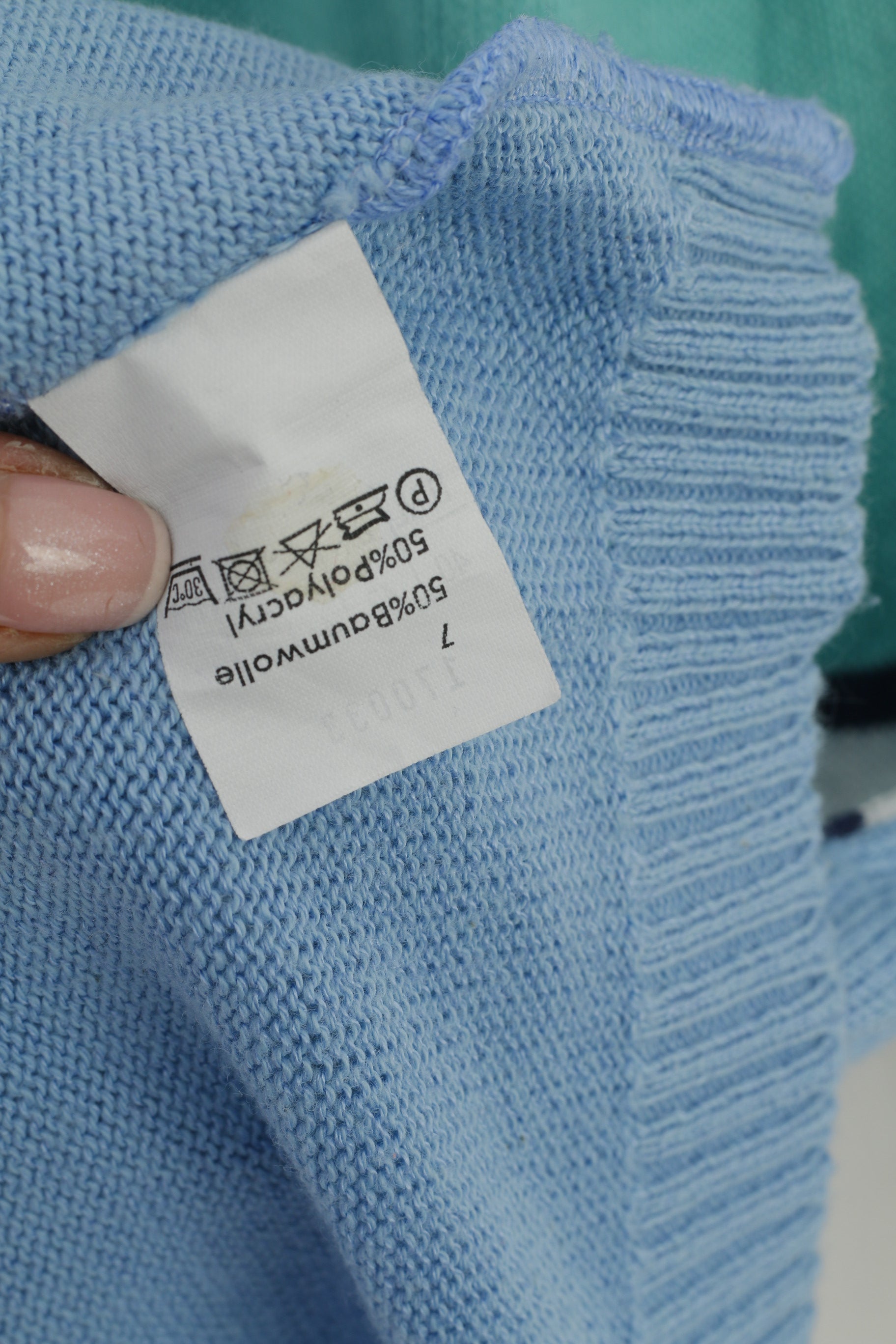 Creation Camilla Women 40 14 Cardigan Blue Marine Striped Shoulder Pads Sweater