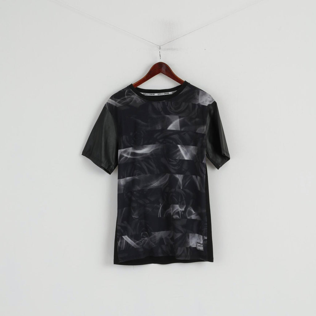 Supply & Demand Men L (M) Shirt Black Roses New York PVC Short Sleeve Top