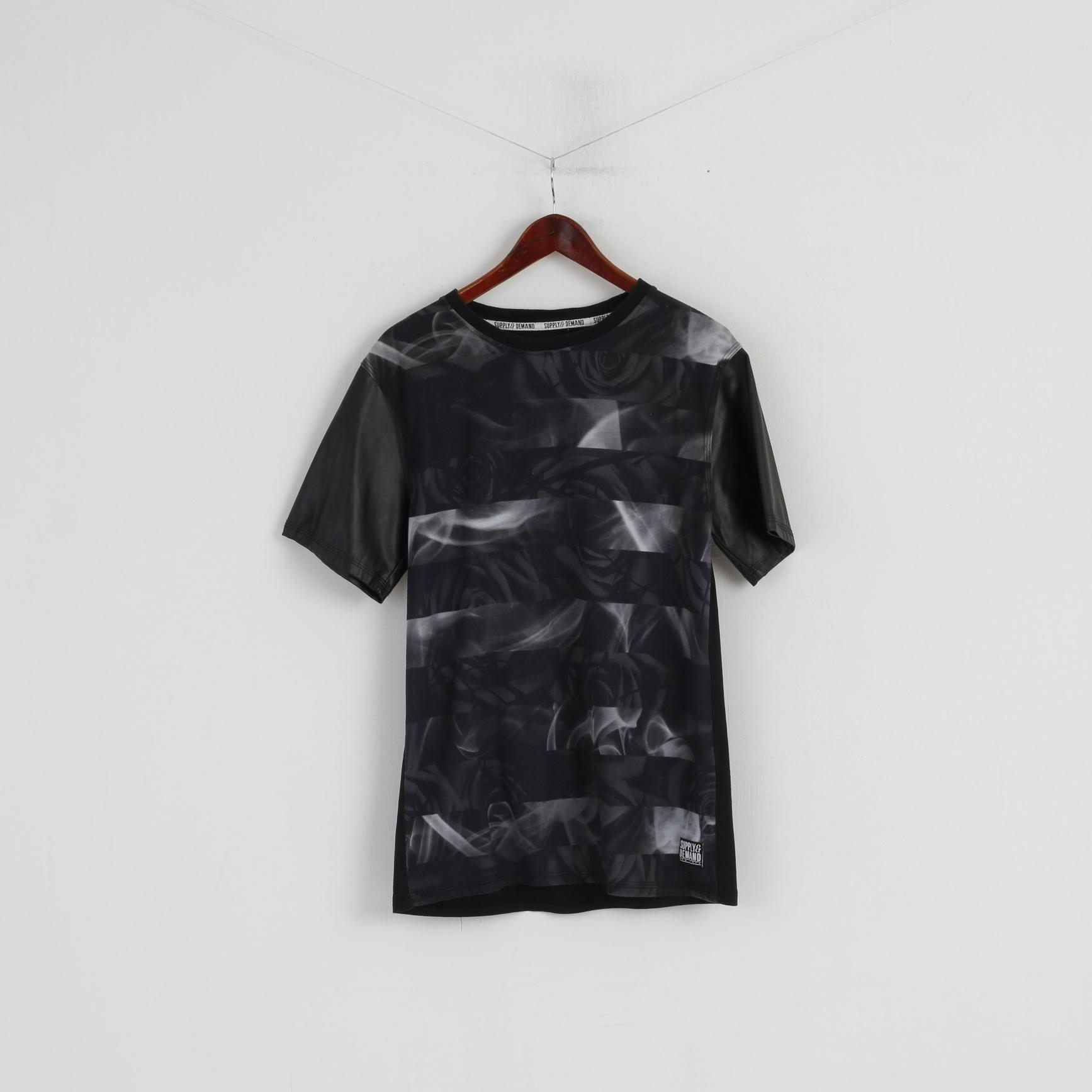 Supply & Demand Men L (M) Shirt Black Roses New York PVC Short Sleeve Top