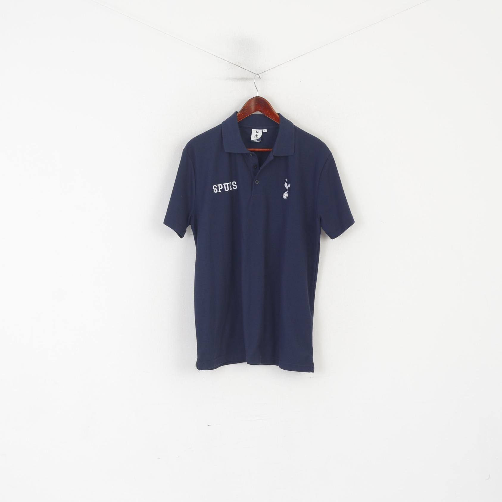 Tottenham Hotspur Men L Polo Shirt Navy Cotton Football Spurs Jersey Top