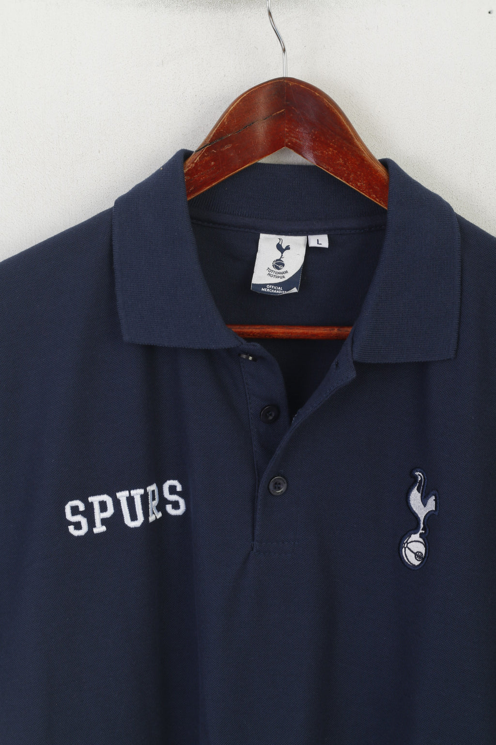 Tottenham Hotspur Men L Polo Shirt Navy Cotton Football Spurs Jersey Top