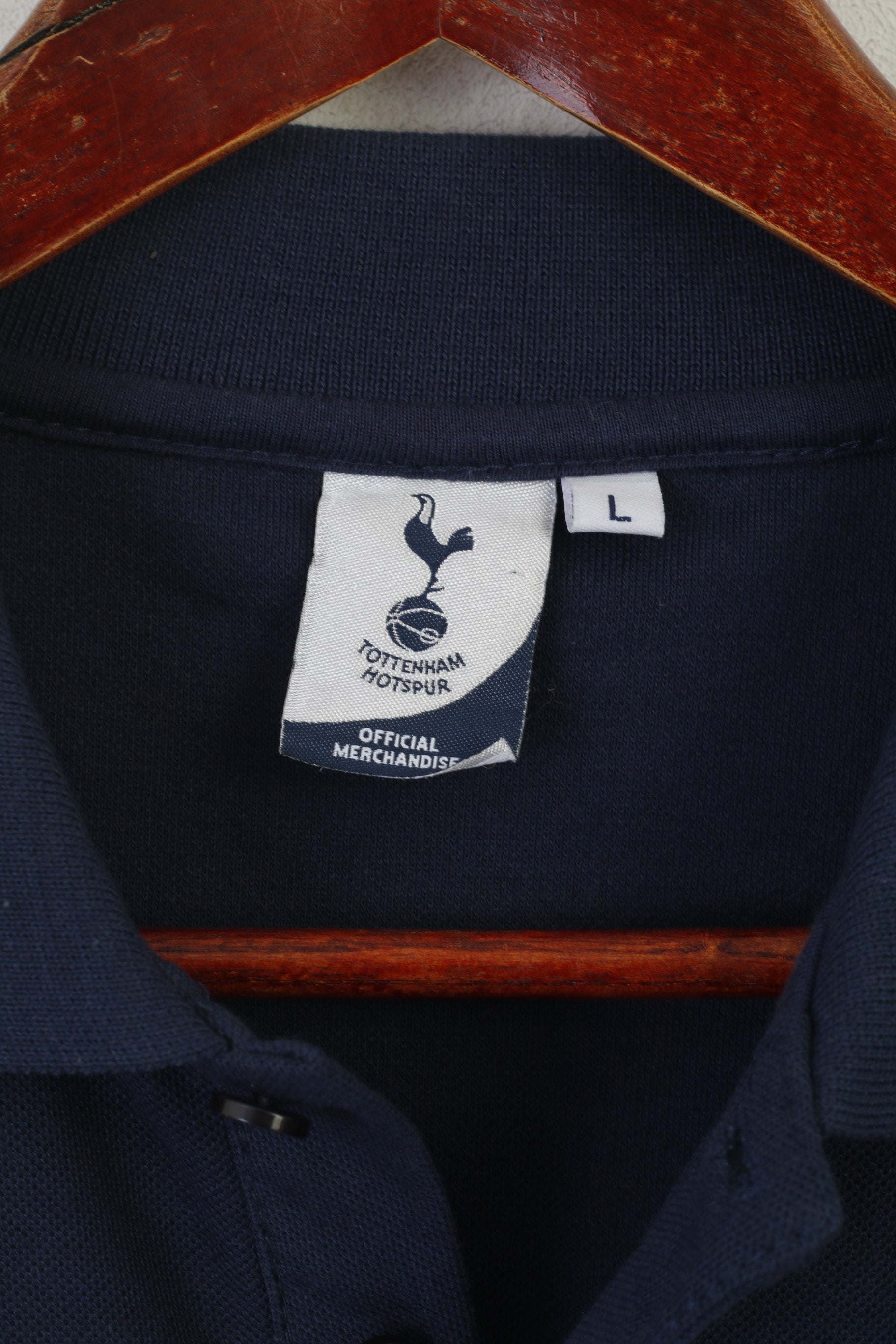 Tottenham Hotspur Men L Polo Shirt Navy Cotton Football Spurs Jersey Top