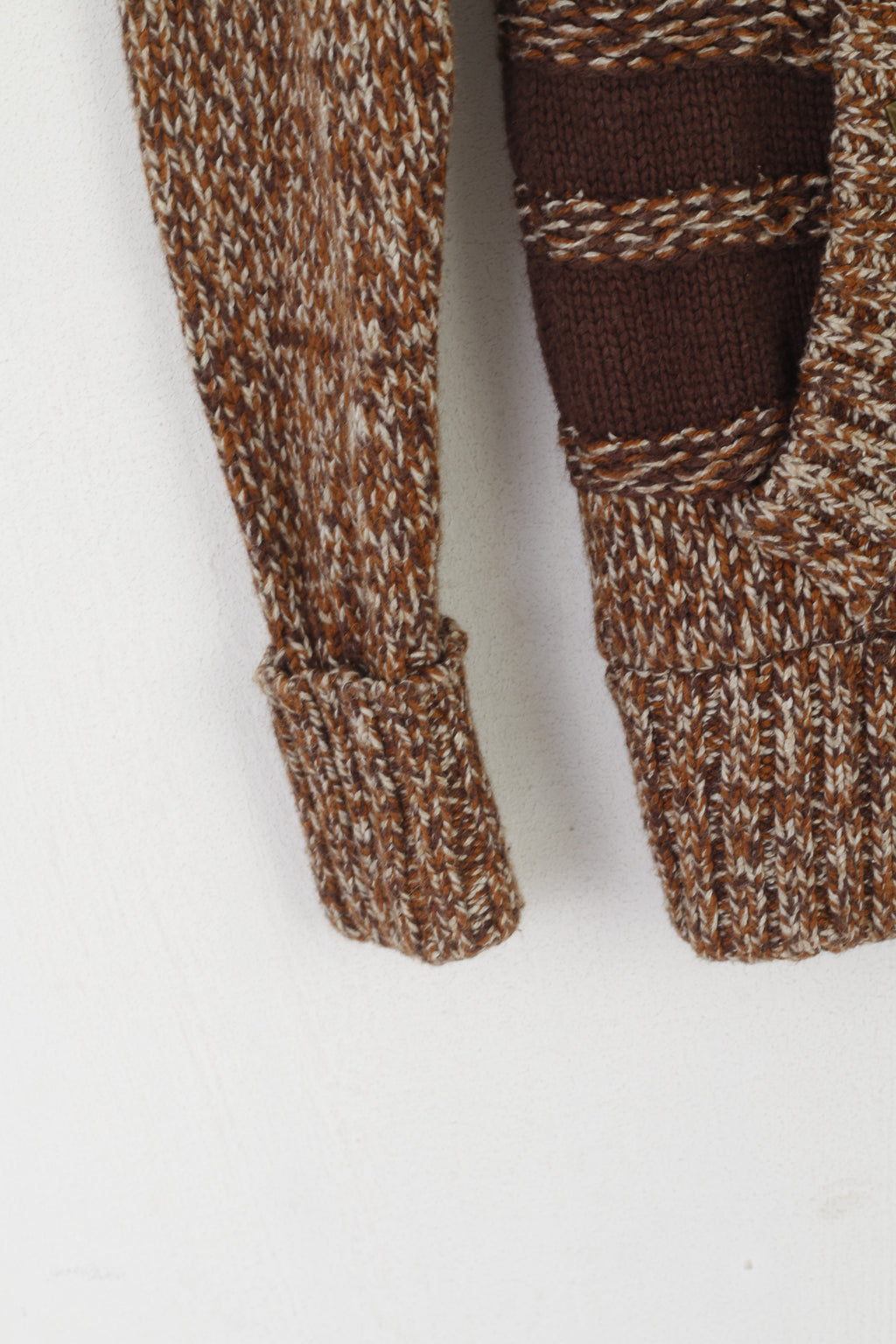 Groggy by jbc Women XS Cardigan Brown Cotton Aztec Full Zipper Fit Knit Sweater