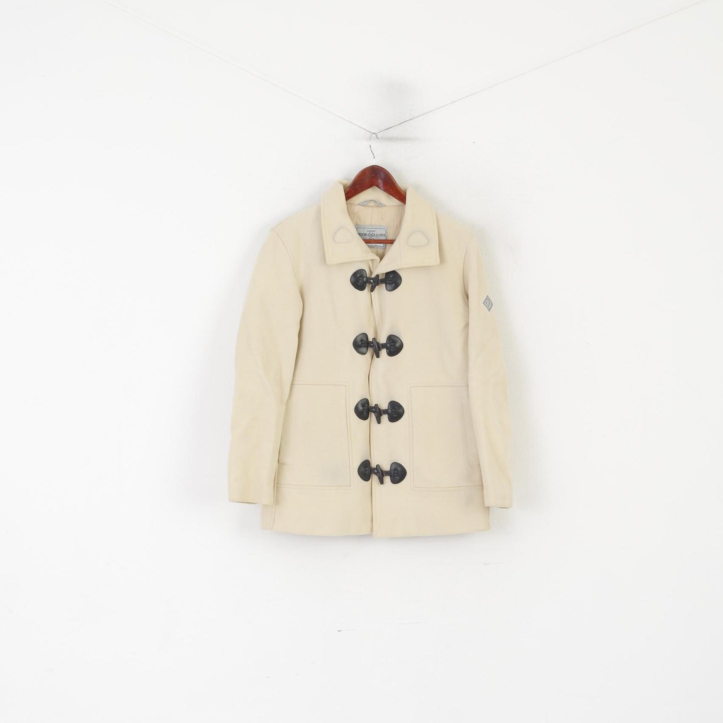 Henri Lloyd Women 2 S Duffel Jacket Beige Wool Vintage Classic Coat