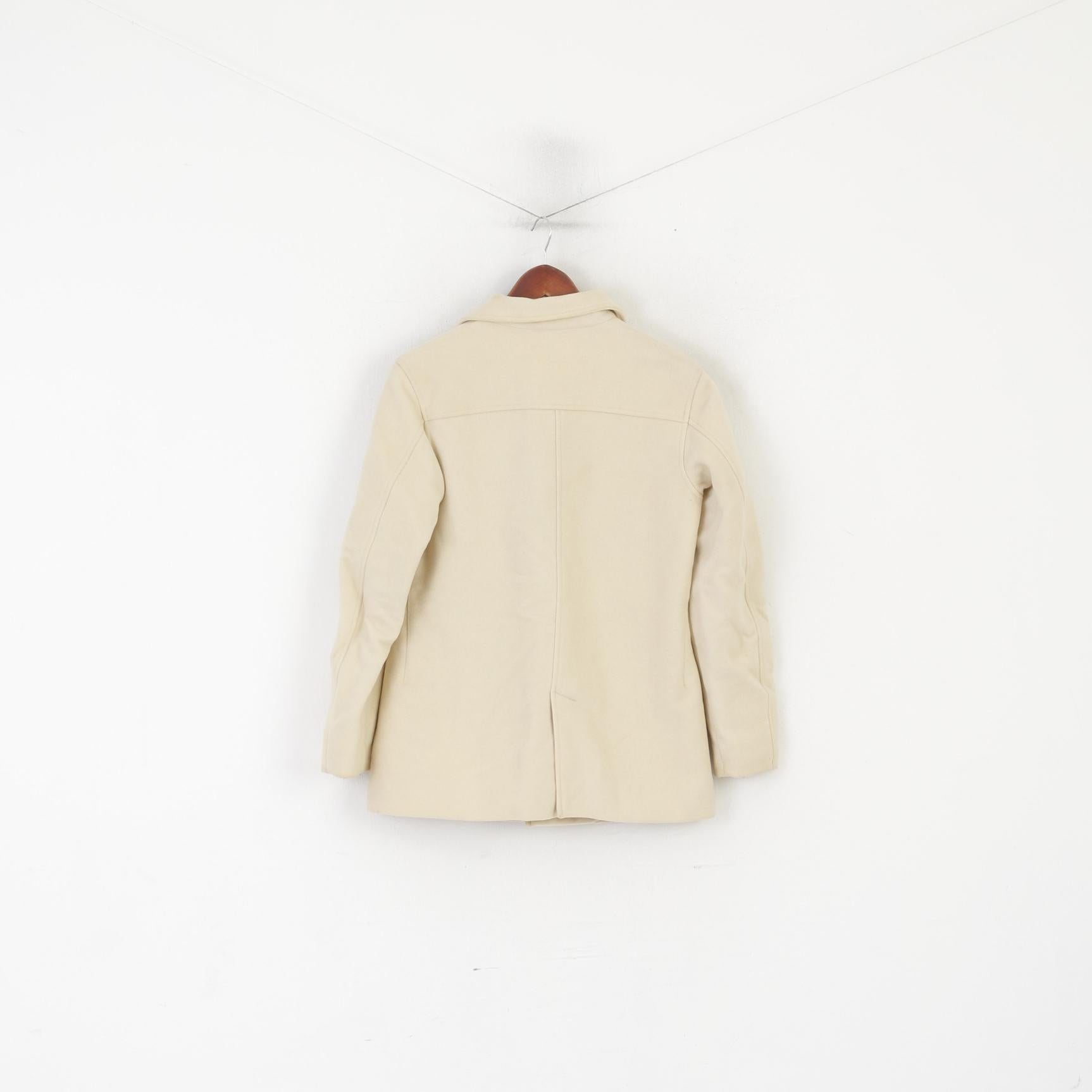 Henri Lloyd Women 2 S Duffel Jacket Beige Wool Vintage Classic Coat