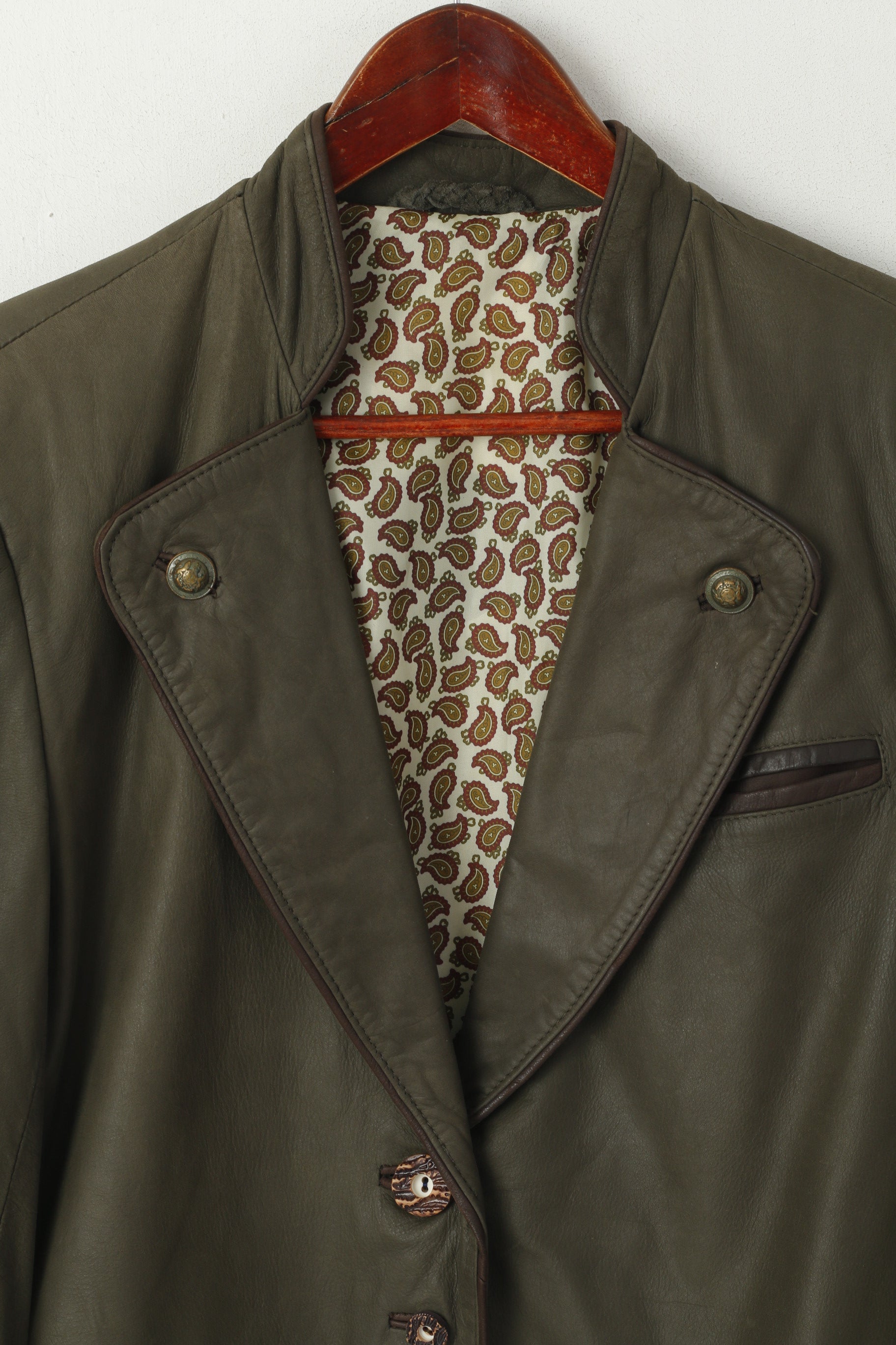 Giacca vintage da donna 38 M. Giacca verde vera pelle monopetto Tirol Trachten